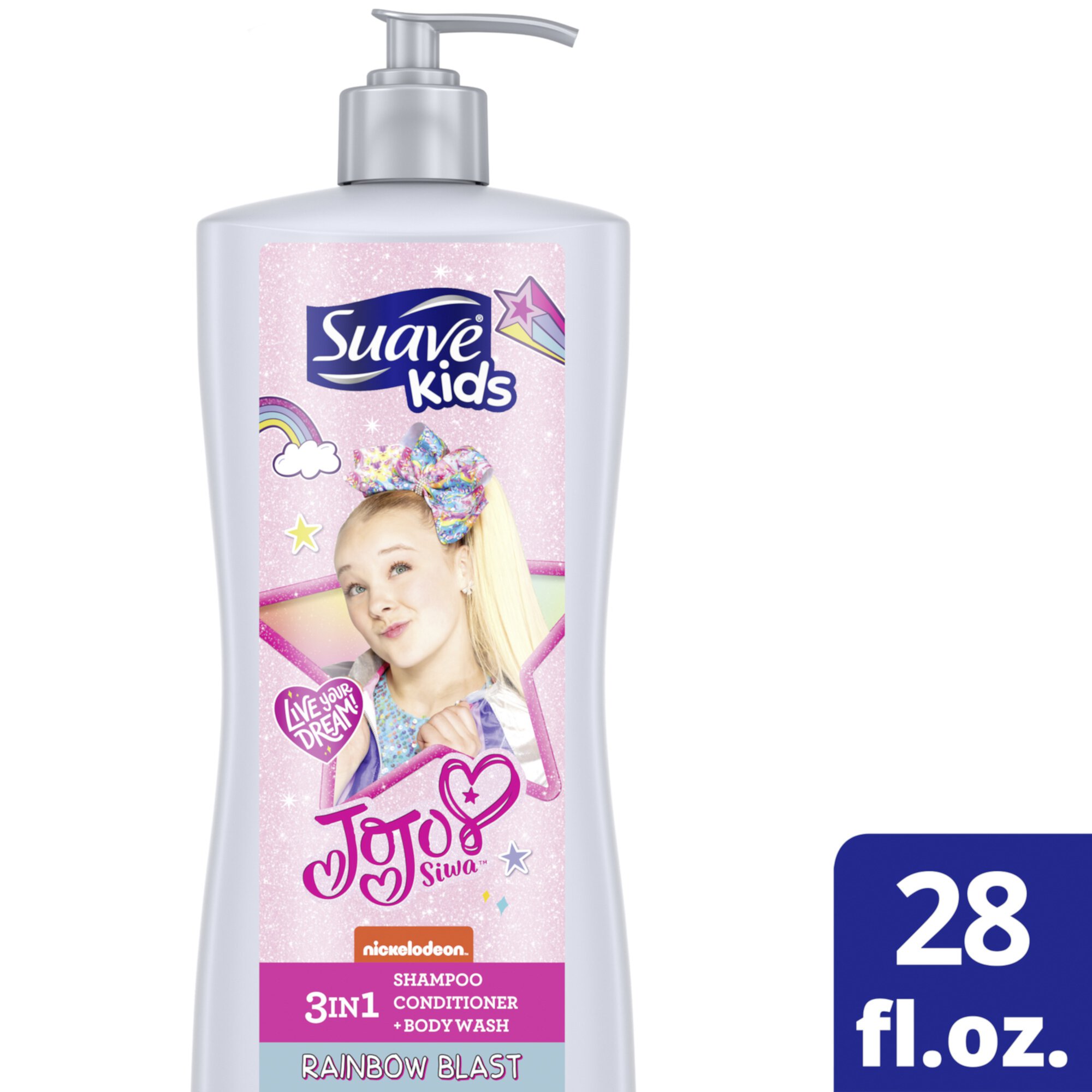 Suave Jojo Siwa 3-in-1 Shampoo Conditioner & Body Wash, Tear-Free 28 oz Suave