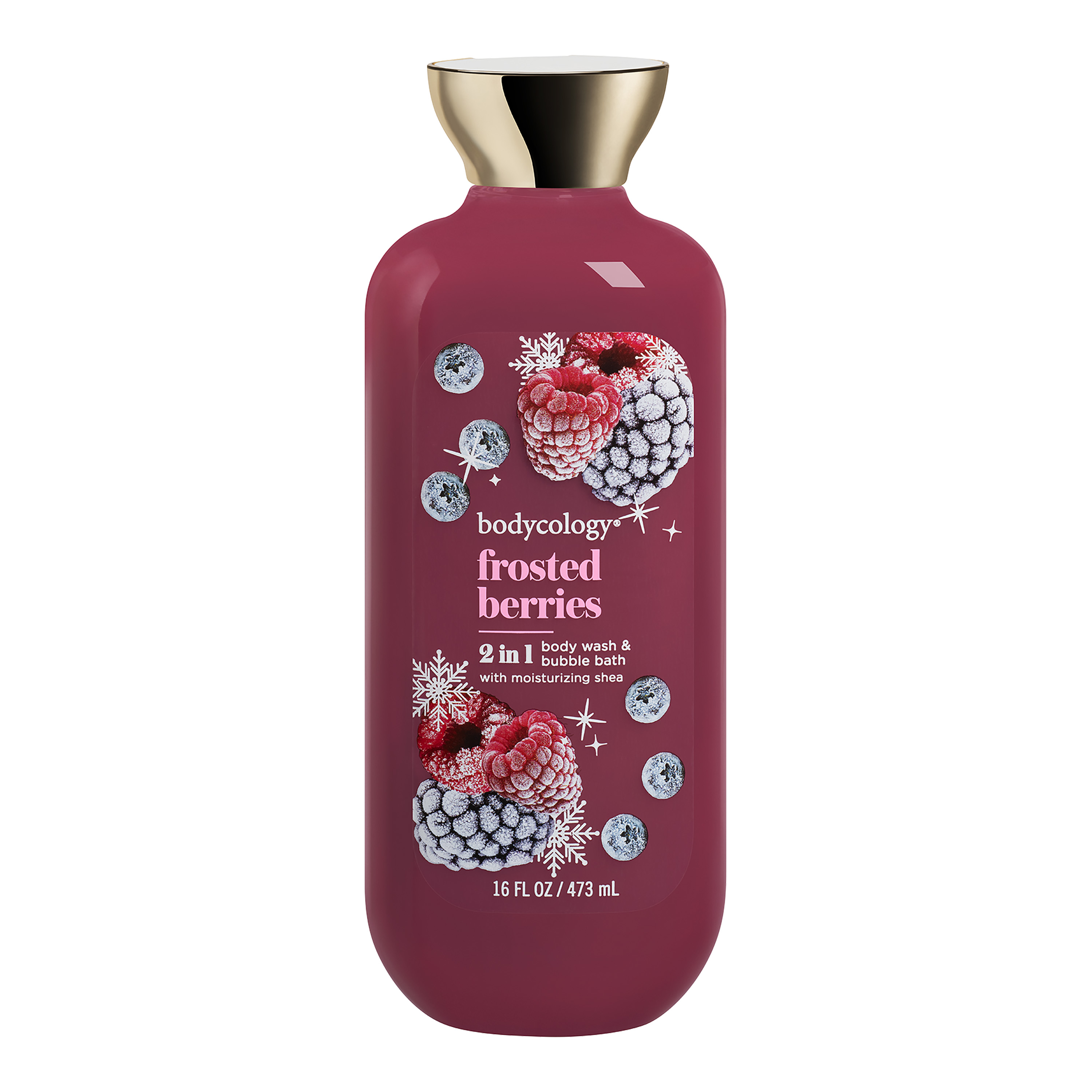 Bodycology 2 in 1 Body Wash & Bubble Bath, Frosted Berries,16 oz Bodycology