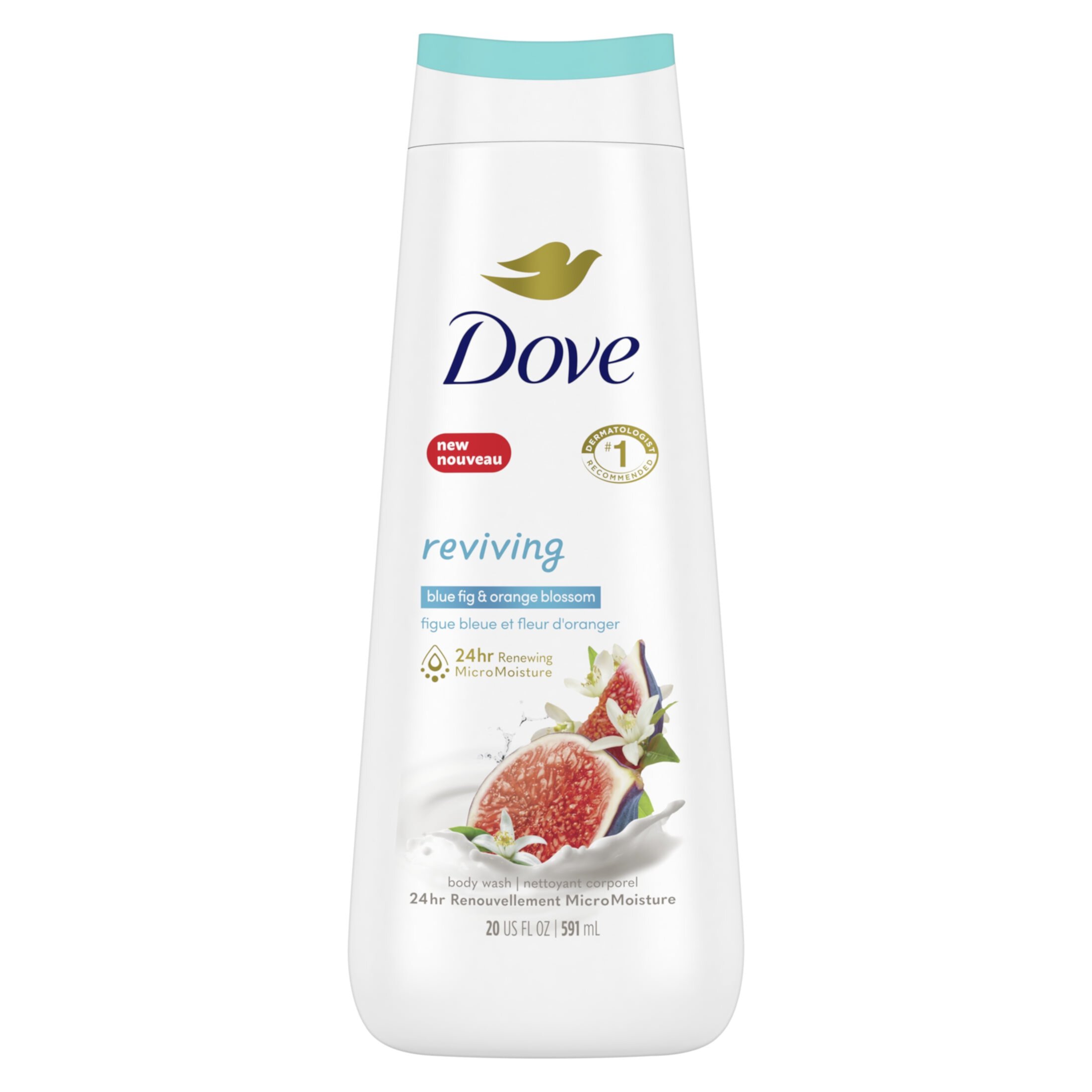 Dove Reviving Long Lasting Gentle Women's Body Wash, Blue Fig and Orange Blossom, 20 fl oz Dove