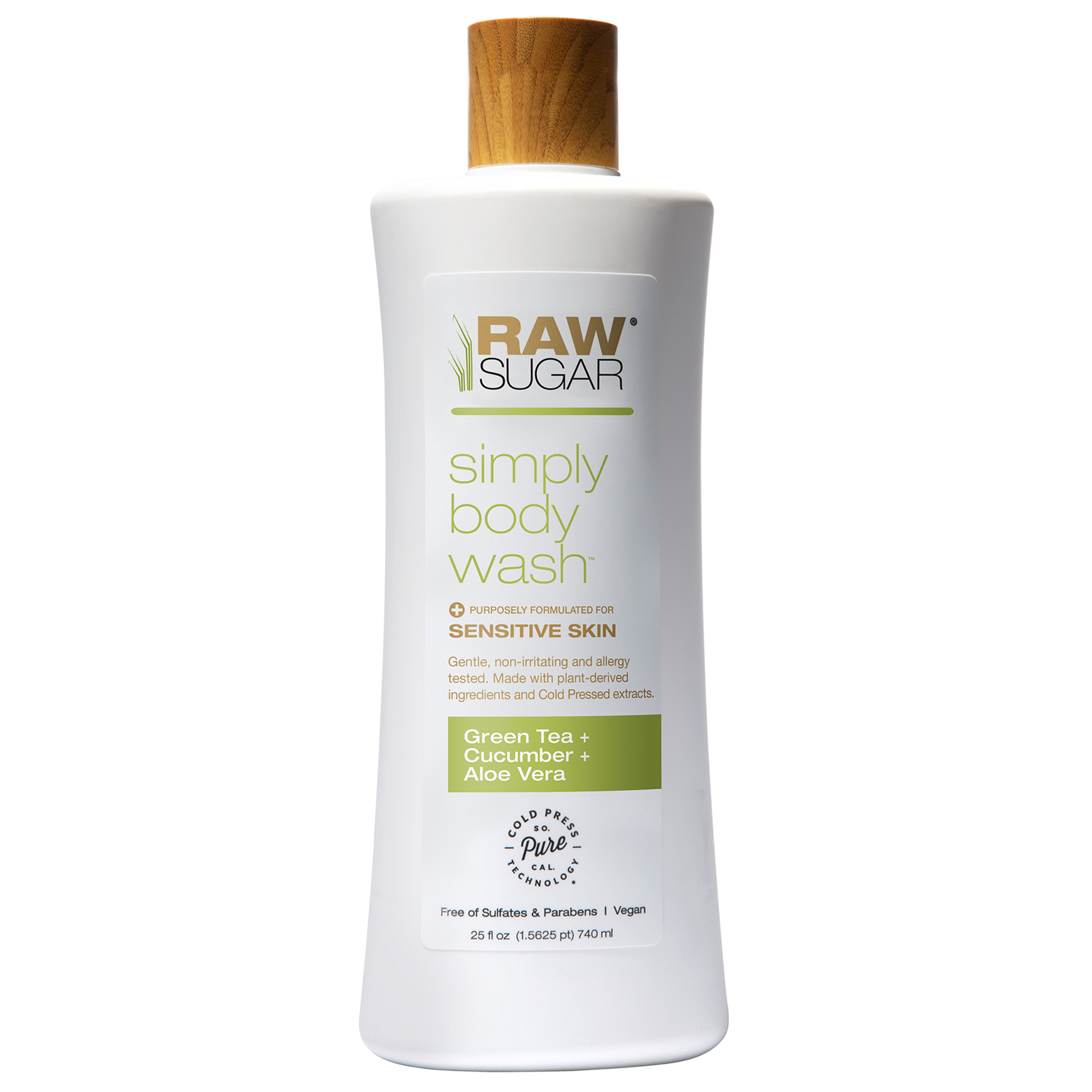 Raw Sugar Simply Body Wash for Sensitive Skin, Green Tea + Cucumber + Aloe Vera, 25 fl oz RAW SUGAR