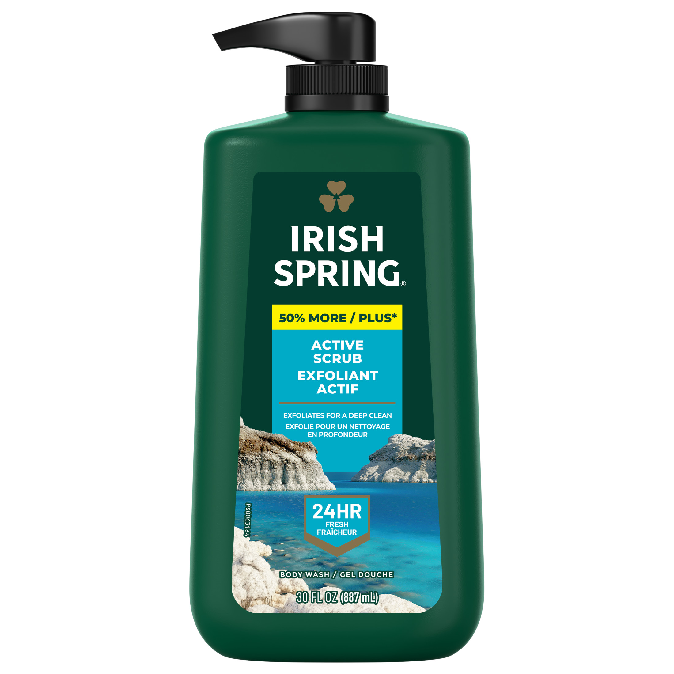 Irish Spring Active Scrub Moisturizing Face and Body Wash, 30 oz Pump Bottle, All Skin Types Irish Spring