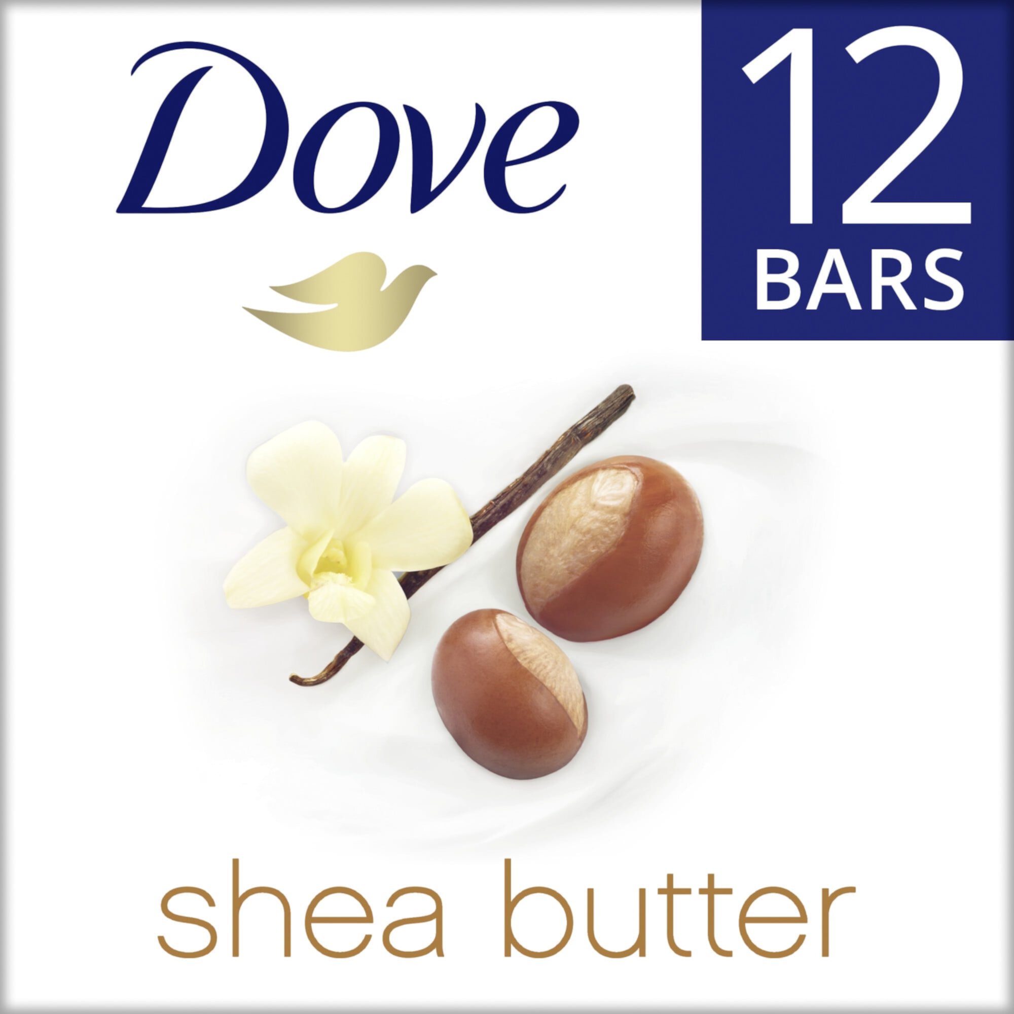 Dove Moisturizing Gentle Beauty Bar Soap for All Skin Type, Shea Butter & Vanilla, 3.75 oz (12 Bars) Dove