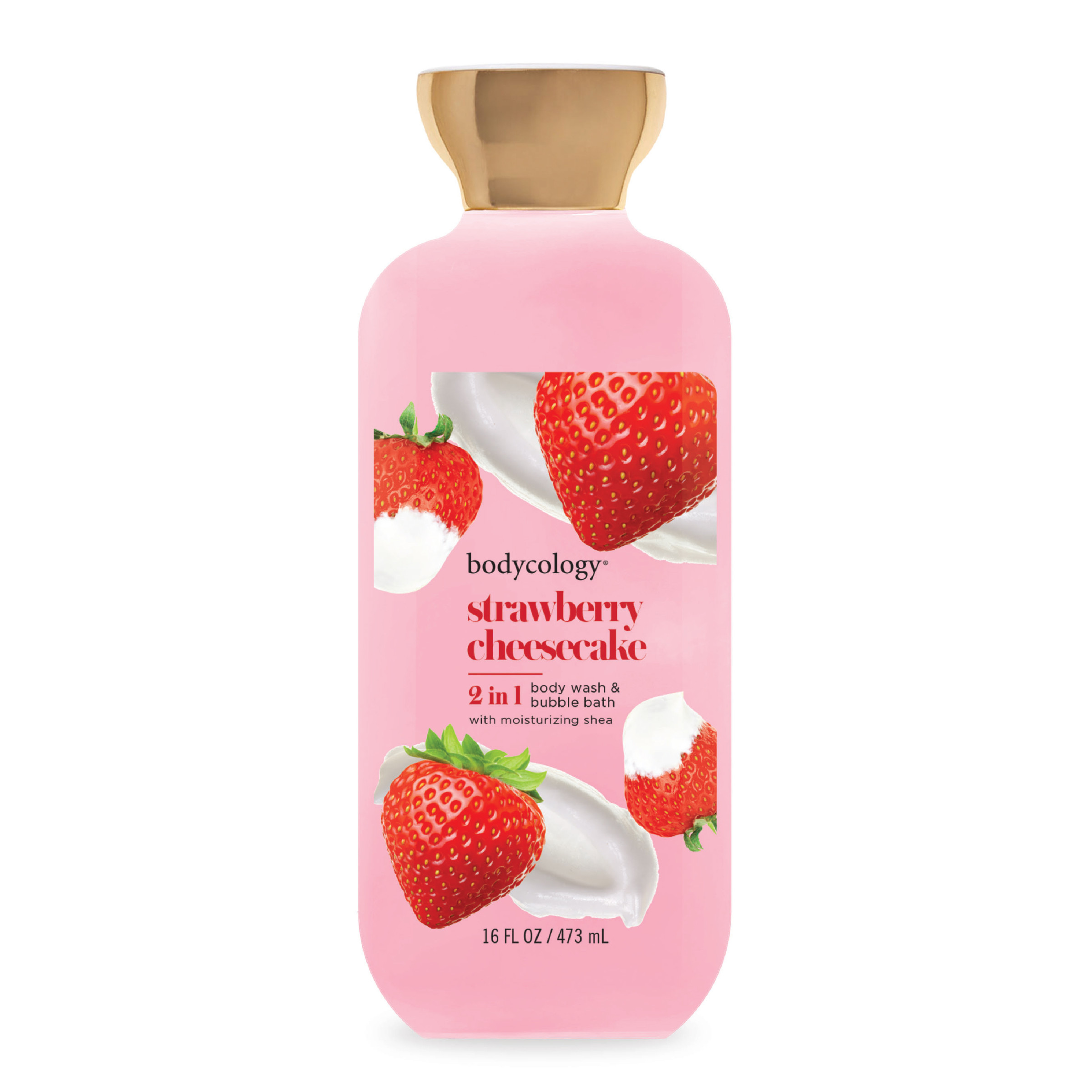 Bodycology 2-in-1 Body Wash & Bubble Bath, Strawberry Cheesecake, 16 fl oz Bodycology