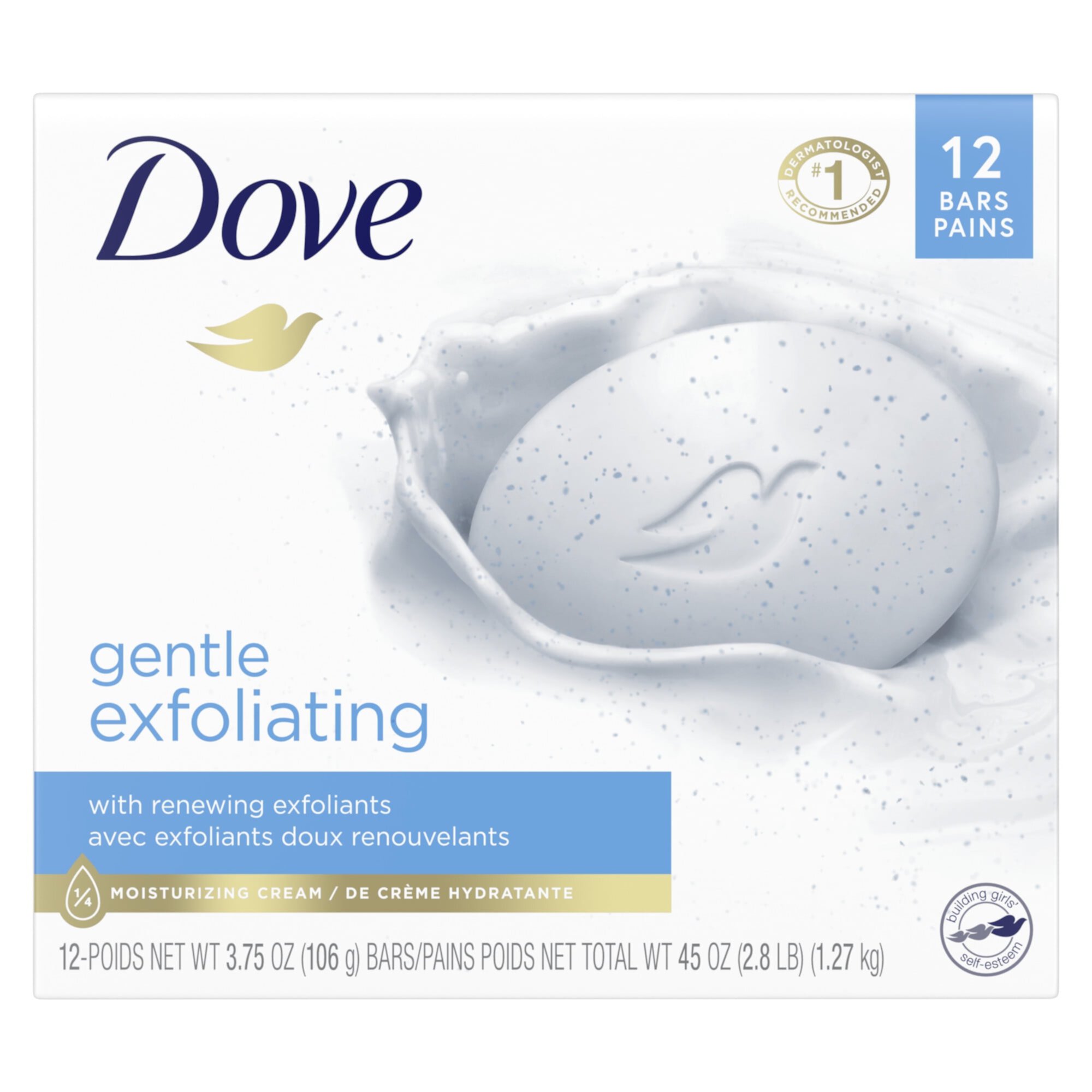 Dove Gentle Exfoliating With Renewing Exfoliants Beauty Bar Soap All Skin Type, 3.75 oz (12 Bars) Dove