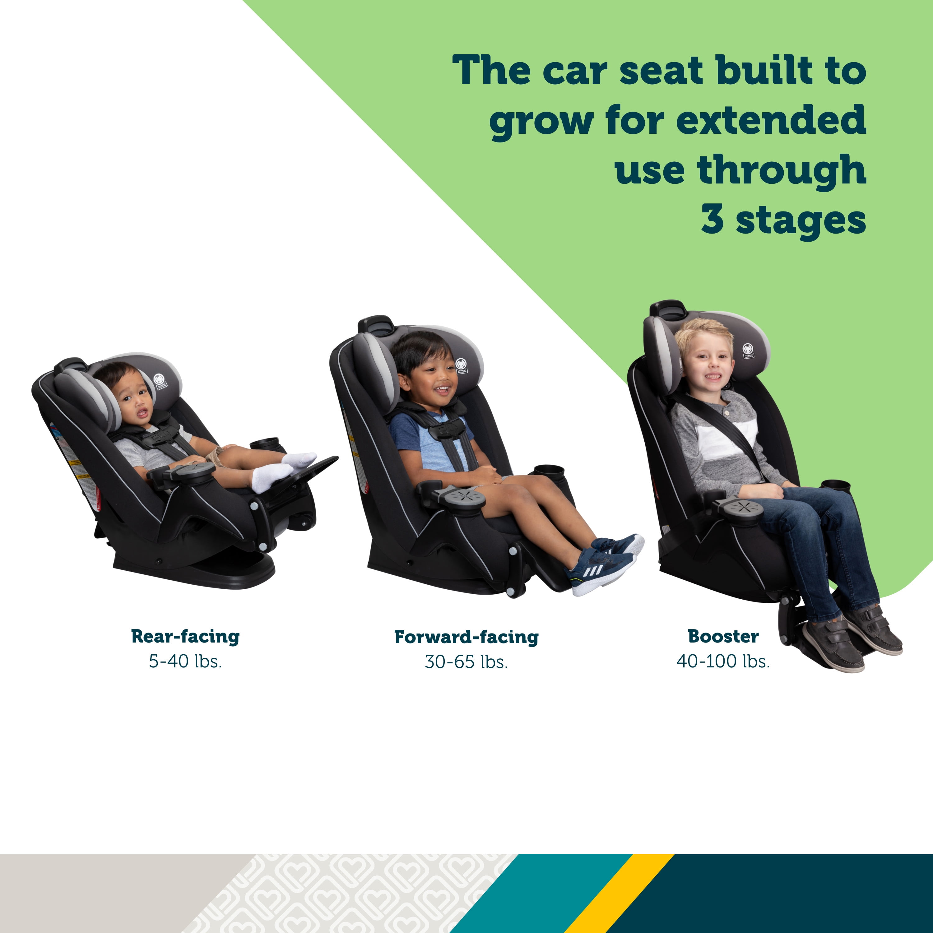 Safety 1ˢᵗ Grow and Go™ Extend 'n Ride LX All-in-One Convertible Car Seat, Silver Fog, Infant & Toddler, Unisex Safety 1st