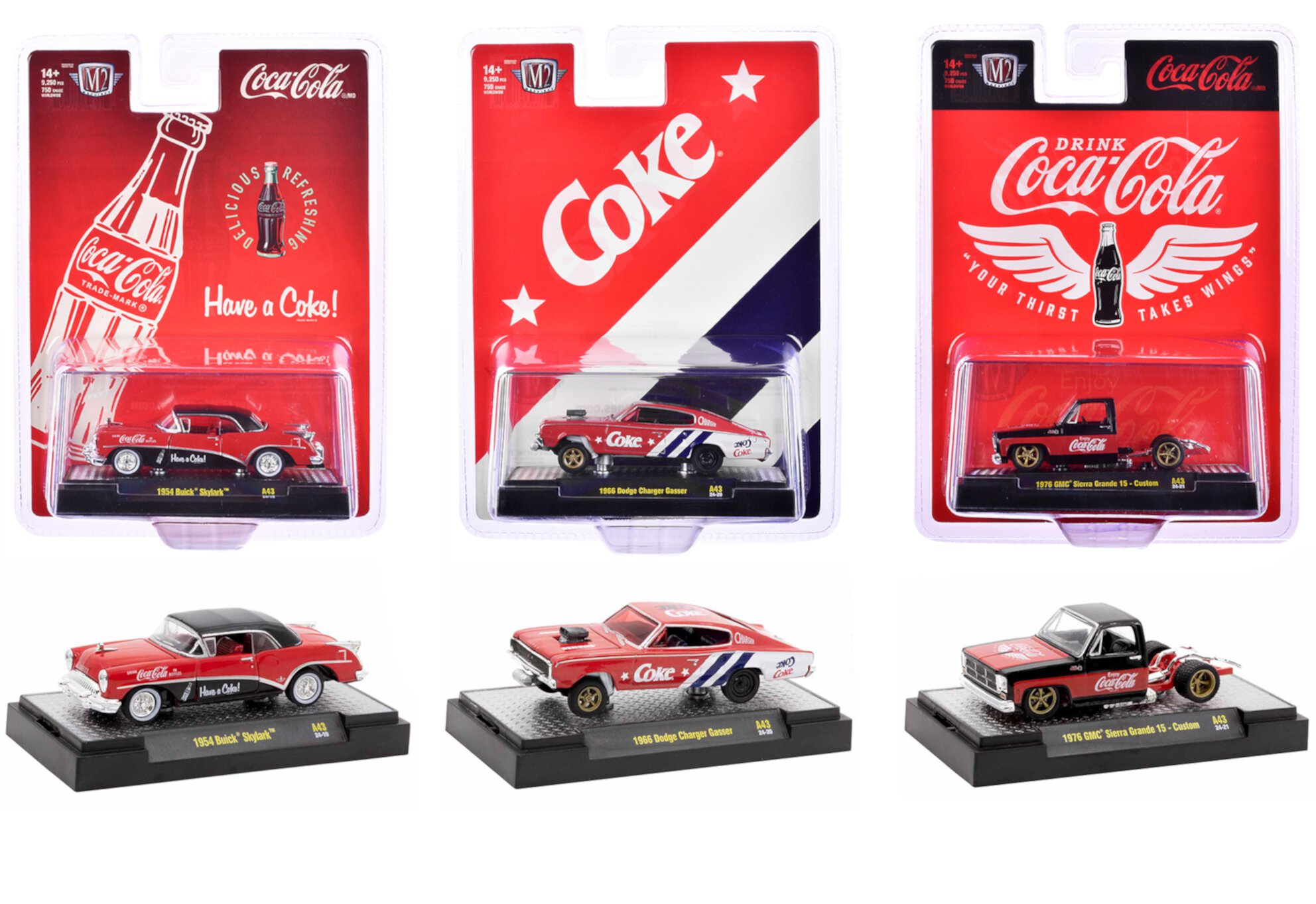 "Coca-Cola" Set of 3 pieces Release 43 Limited Edition to 10000 pieces Worldwide 1/64 Diecast Model Cars by M2 Machines M2 Machines