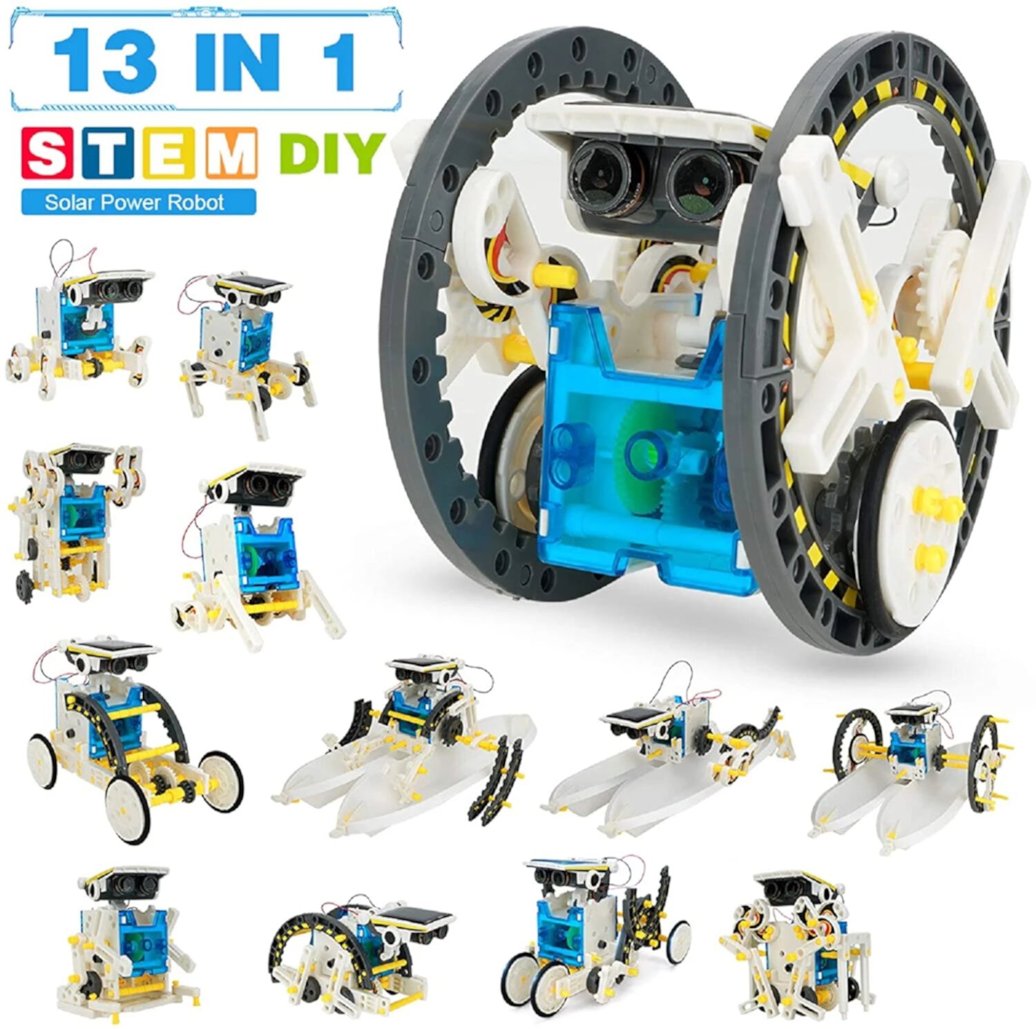 Educational Experiment DIY Robotics Kit, 13-in-1 Solar Power Robots Creation Toy,Science Toy Solar Powered Building Robotic Set Age 8-12 for Boys Girls Kids Teens to Build Autrucker