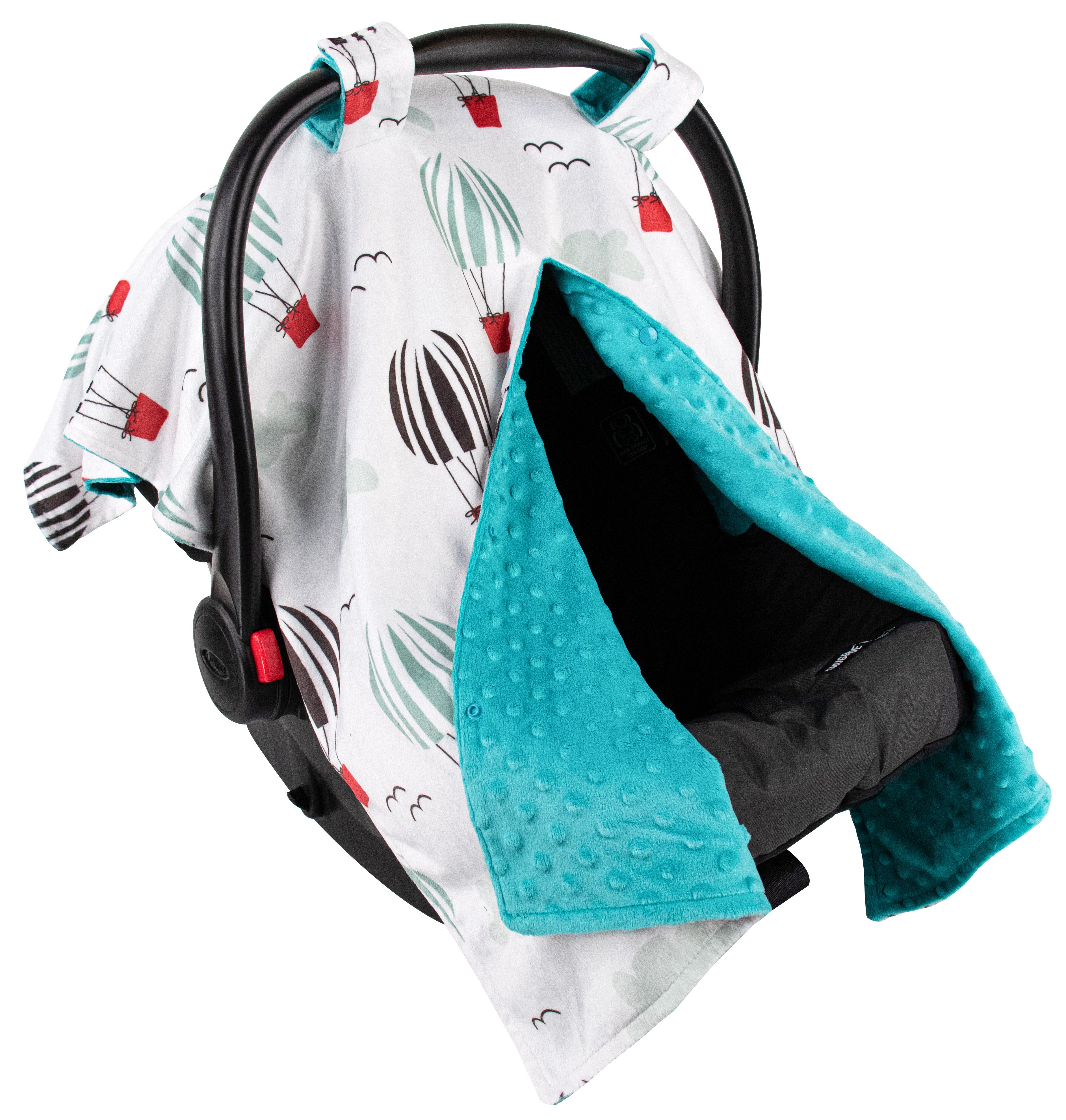 Top Tots Deluxe Minky Car Seat Canopy for Infant, Striped Balloon, Unisex Top Tots