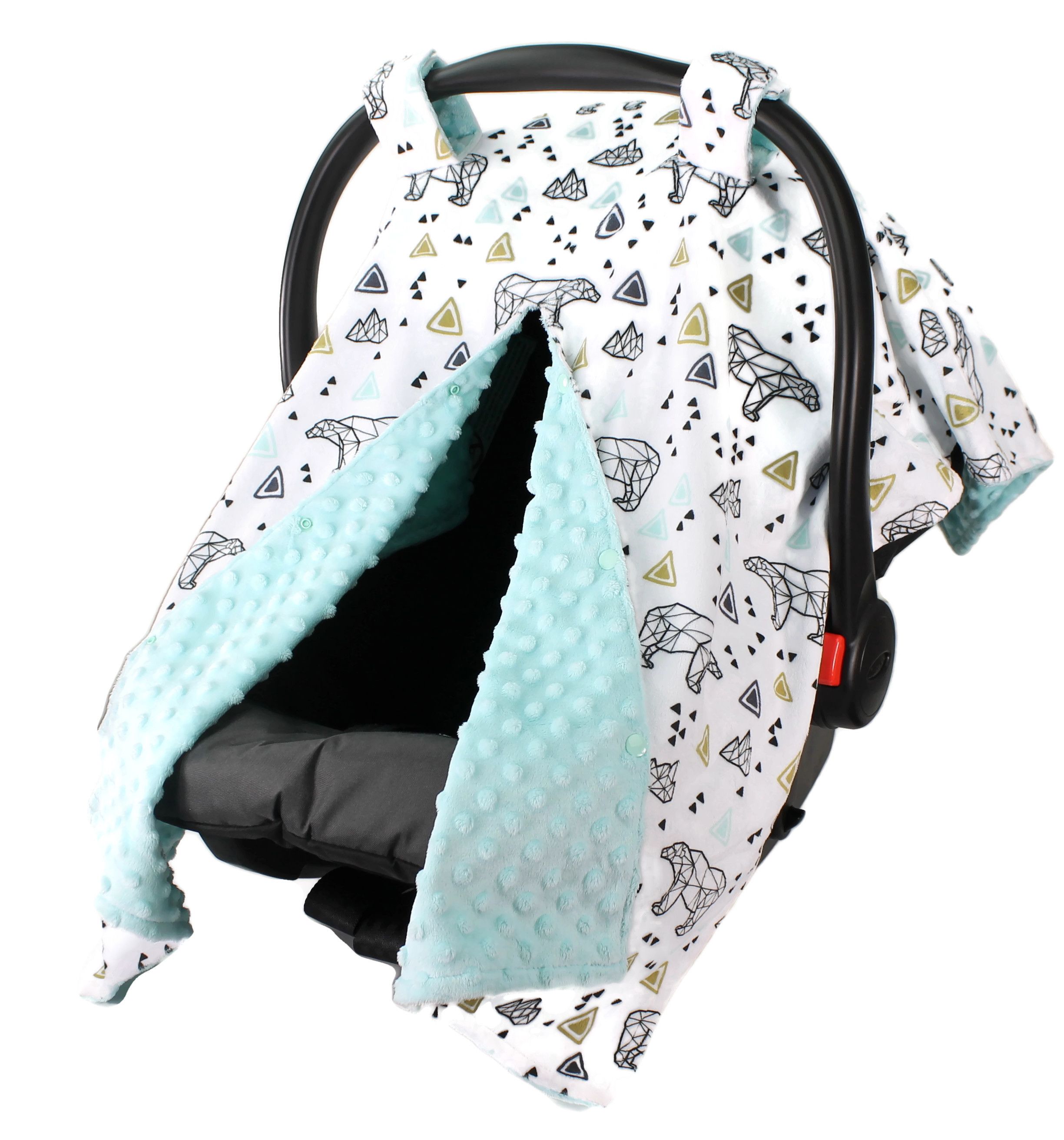 Top Tots Deluxe Minky Car Seat Canopy for Baby Boy or Girl, Kaleidoscope Bear Top Tots