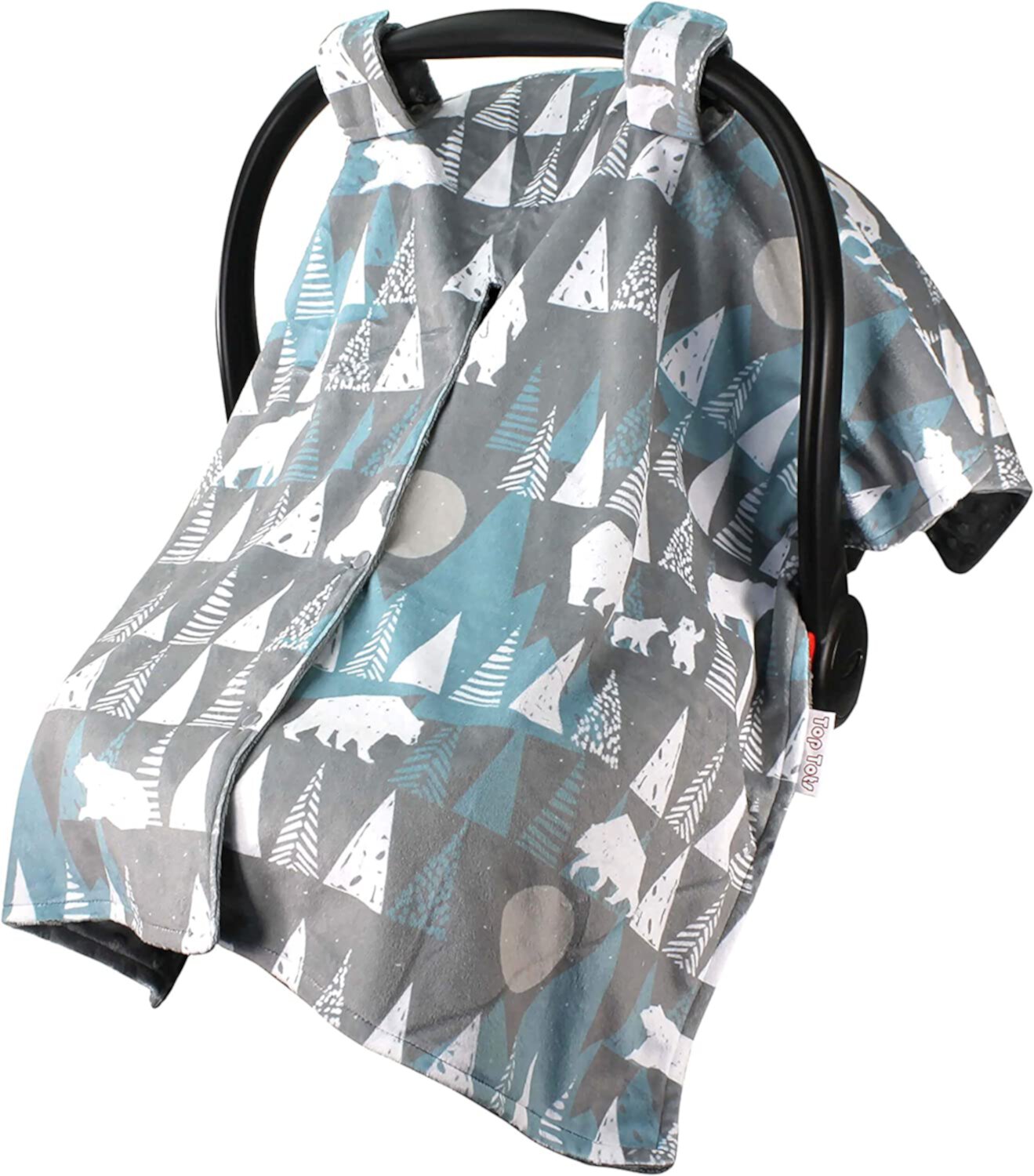 Baby Car Seat Canopy Cover - White Bear and Trees Top Tots