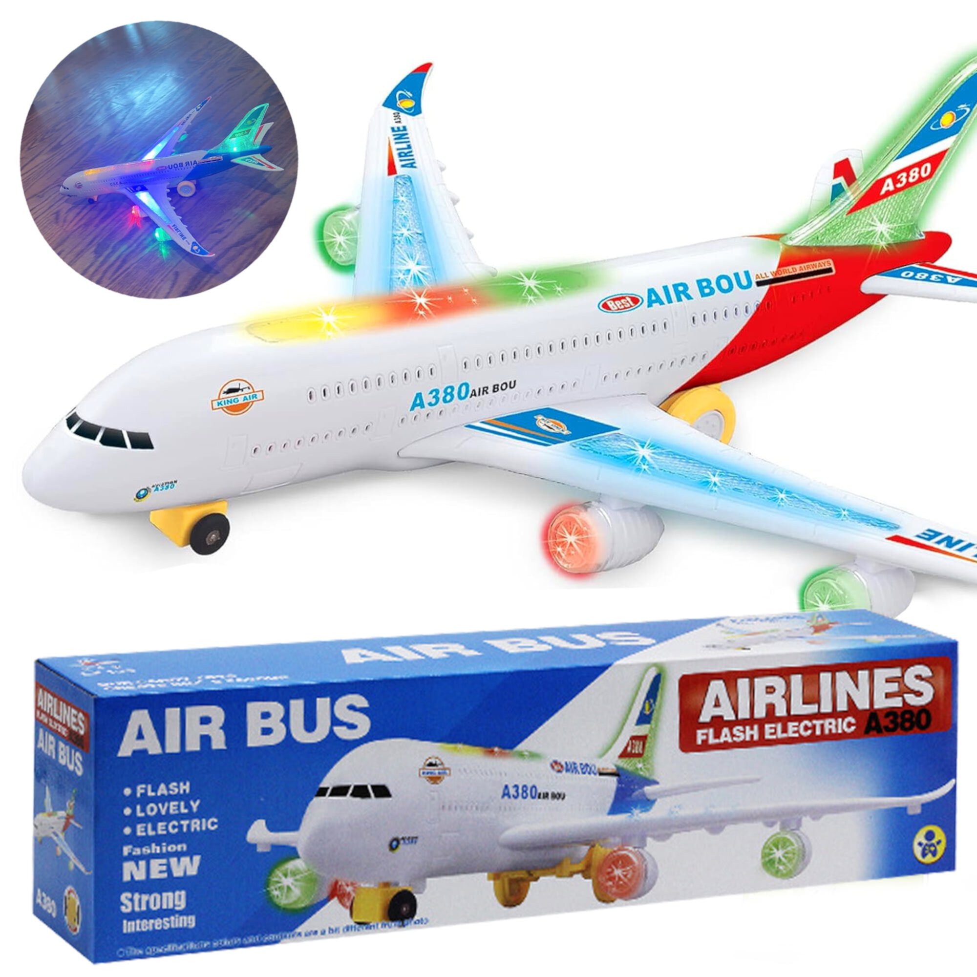 UUGEE Airplane Toys for Toddlers Boys Girls, Bump and Go Action, Kids Toy plane with Flashing Lights & Music for 3-12 Years UUGEE