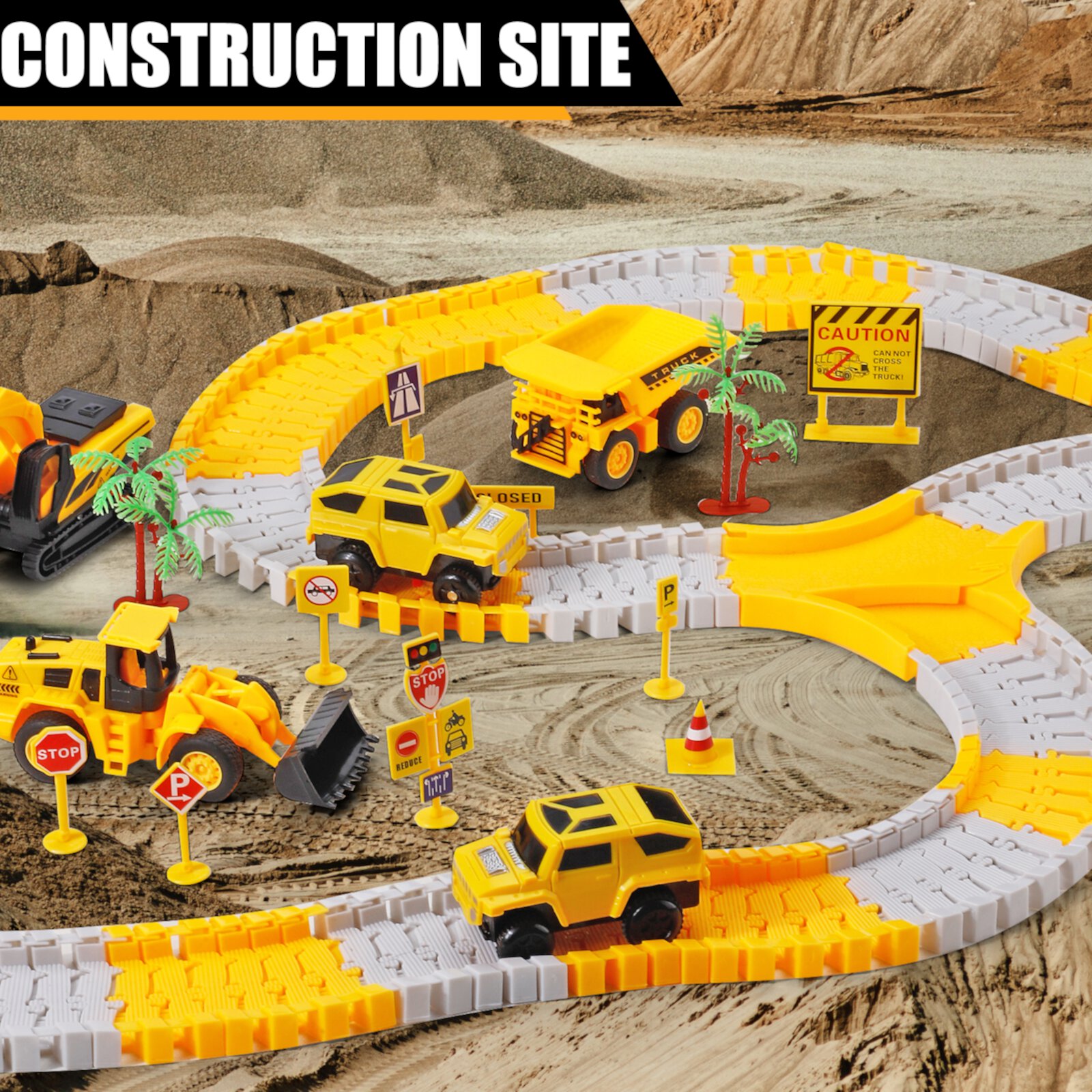 276pcs Construction Toys Race Tracks Toys for Boys 3-6 Years Kids Toys 5 PCS Construction Car and Flexible Track Playset NETNEW