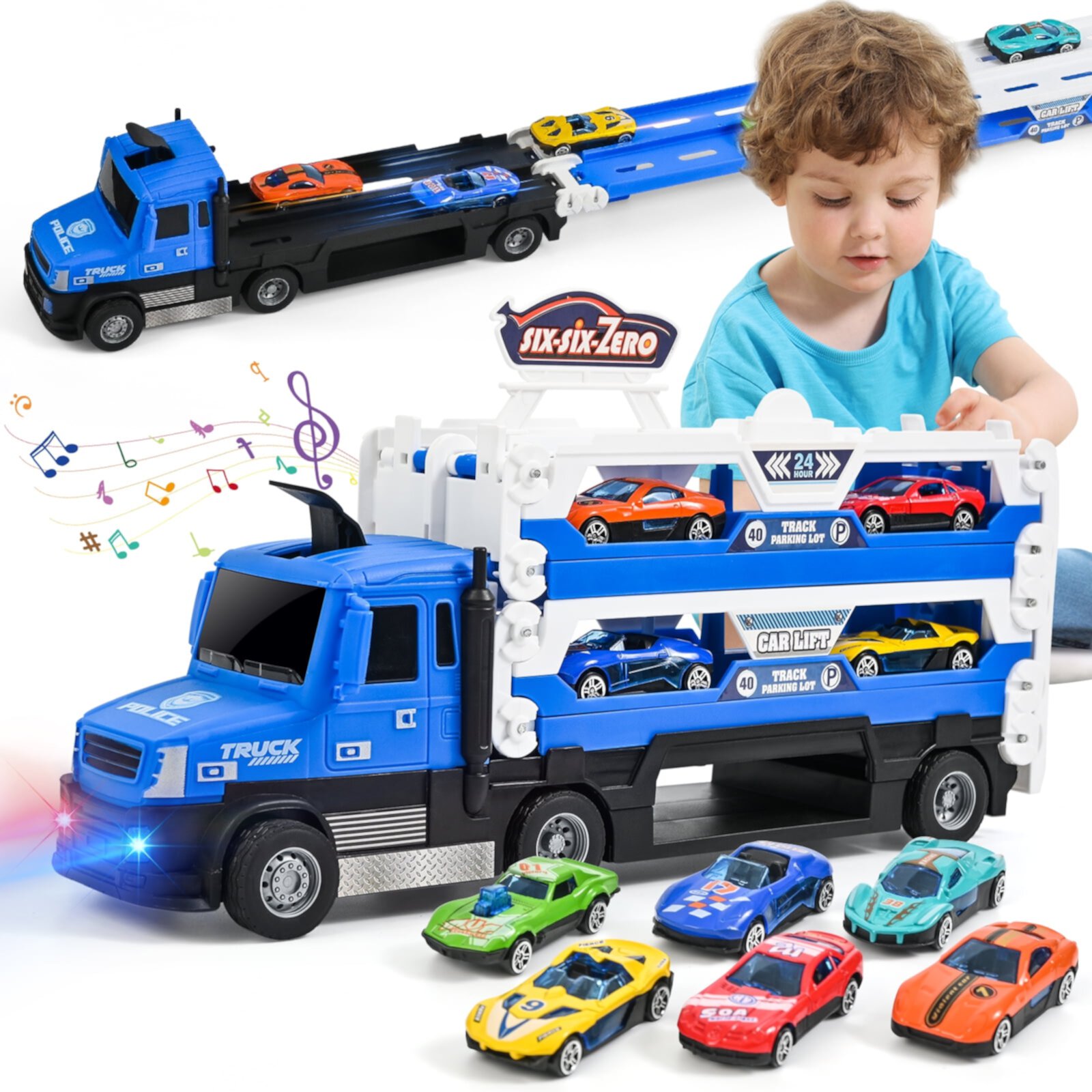 MOONTOY Construction Truck Toys for 3 4 5 6 Year Old Boys, Kids Engineering Trucks Vehicle w/Tractor, Crane, Dump and Excavator, Birthday Gift Toys for Girls Children MOONTOY