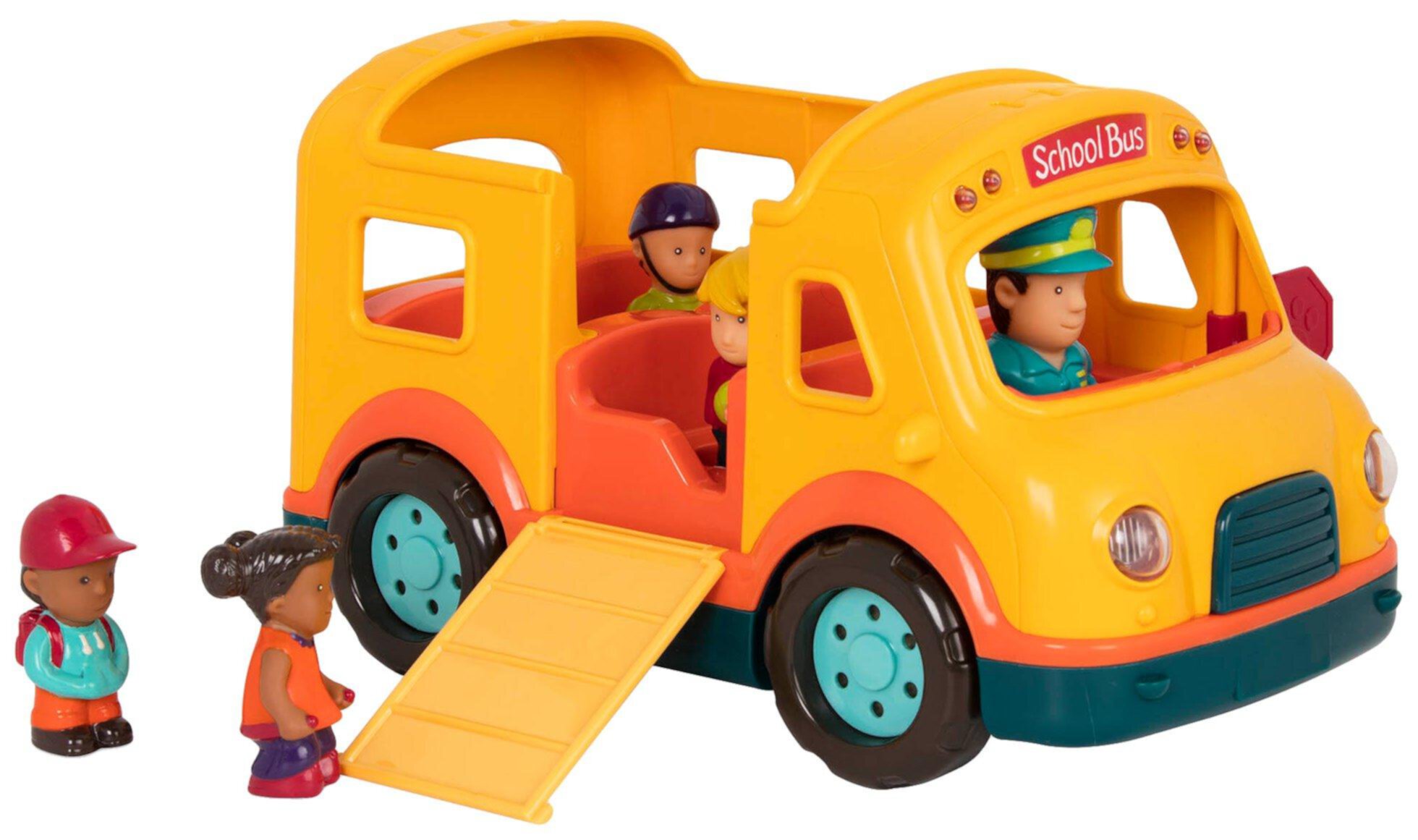 Battat Light & Sound School Bus Play Vehicle with 5 Figurines, Toddler and Preschool Toys Battat