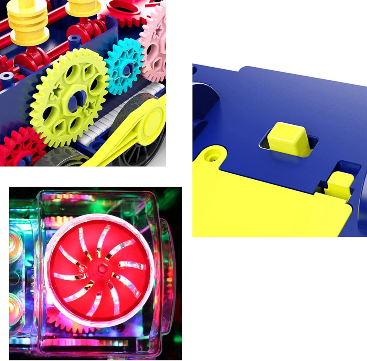 Educational Gear Toy Train, Transparent Flashing Light Up and Music Train Toy, Electric Rotating Mechanical Gear Train Toys Birthday Gifts for Children Syenll