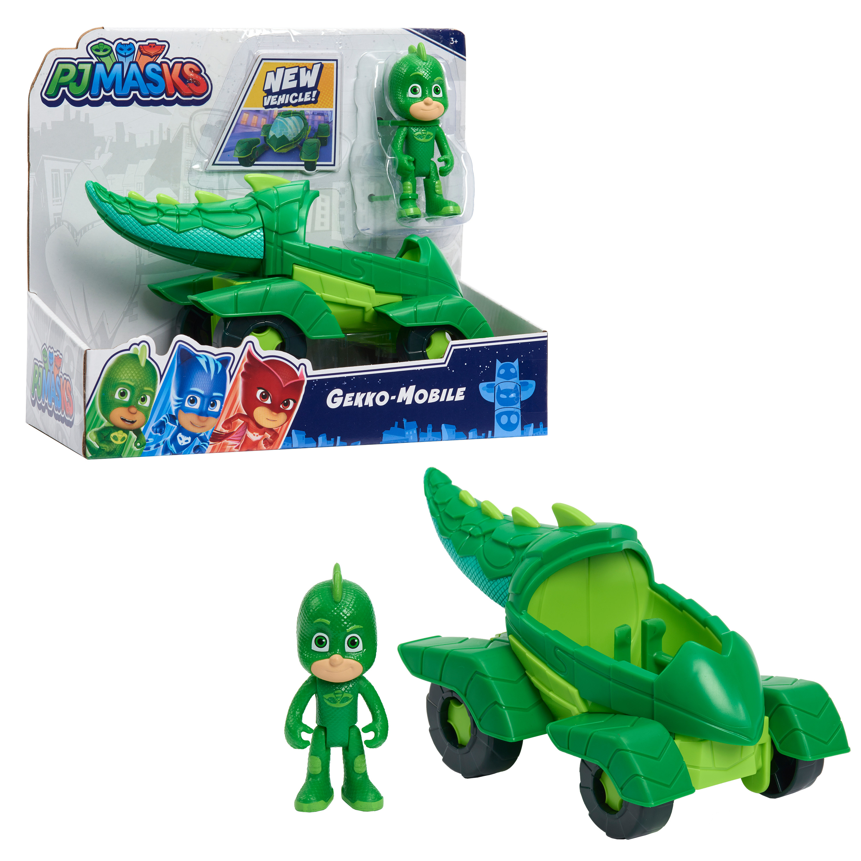 PJ Masks Gekko & Gekko Mobile, 2-Piece Articulated Action Figure and Vehicle Set, Green,  Kids Toys for Ages 3 Up, Gifts and Presents PJ Masks