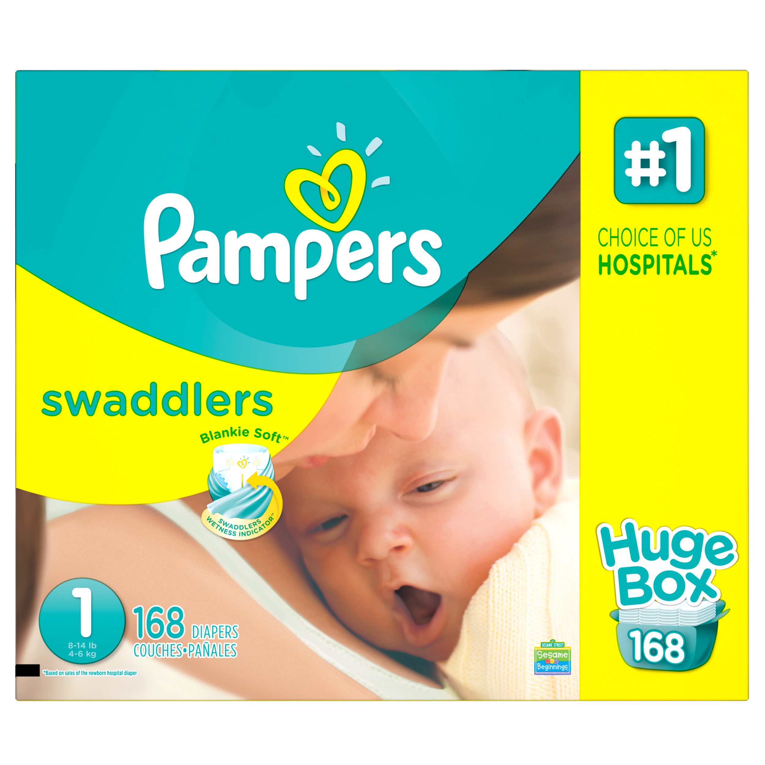 Pampers Swaddlers Soft and Absorbent Newborn Diapers, Size 1, 168 Ct Visit the Pampers Store