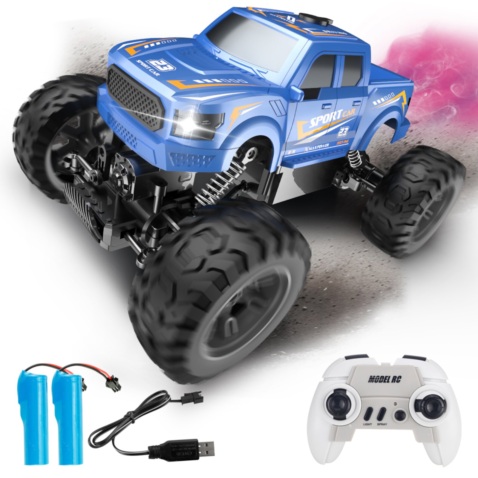 RC Cars Remote Control Car 1:16 Off Road RC Pickup Monster Truck for Boy Adult Gifts All Terrain Hobby Car 4WD Dual Motors LED Headlight Rock Crawler NETNEW