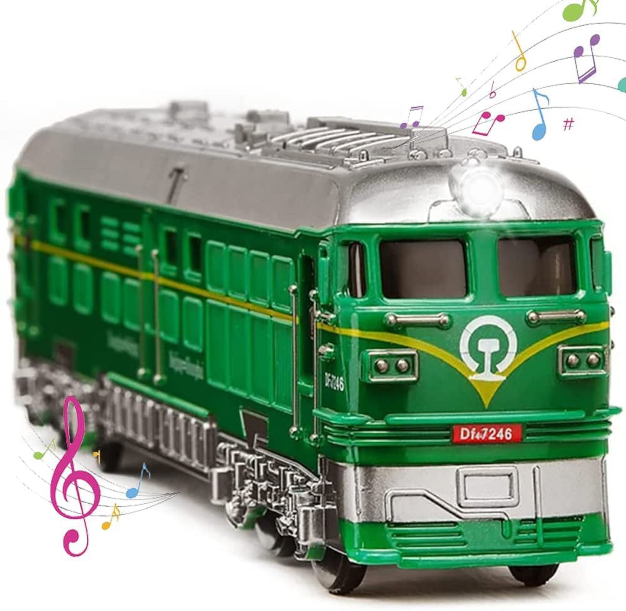 Train Toys for Kids with Sound & Light - Train Set for 3 4 5 6 Years Old Boys Girls Classic Toy Gift for Holiday, Birthdays or Christmas,Green Kiddopark