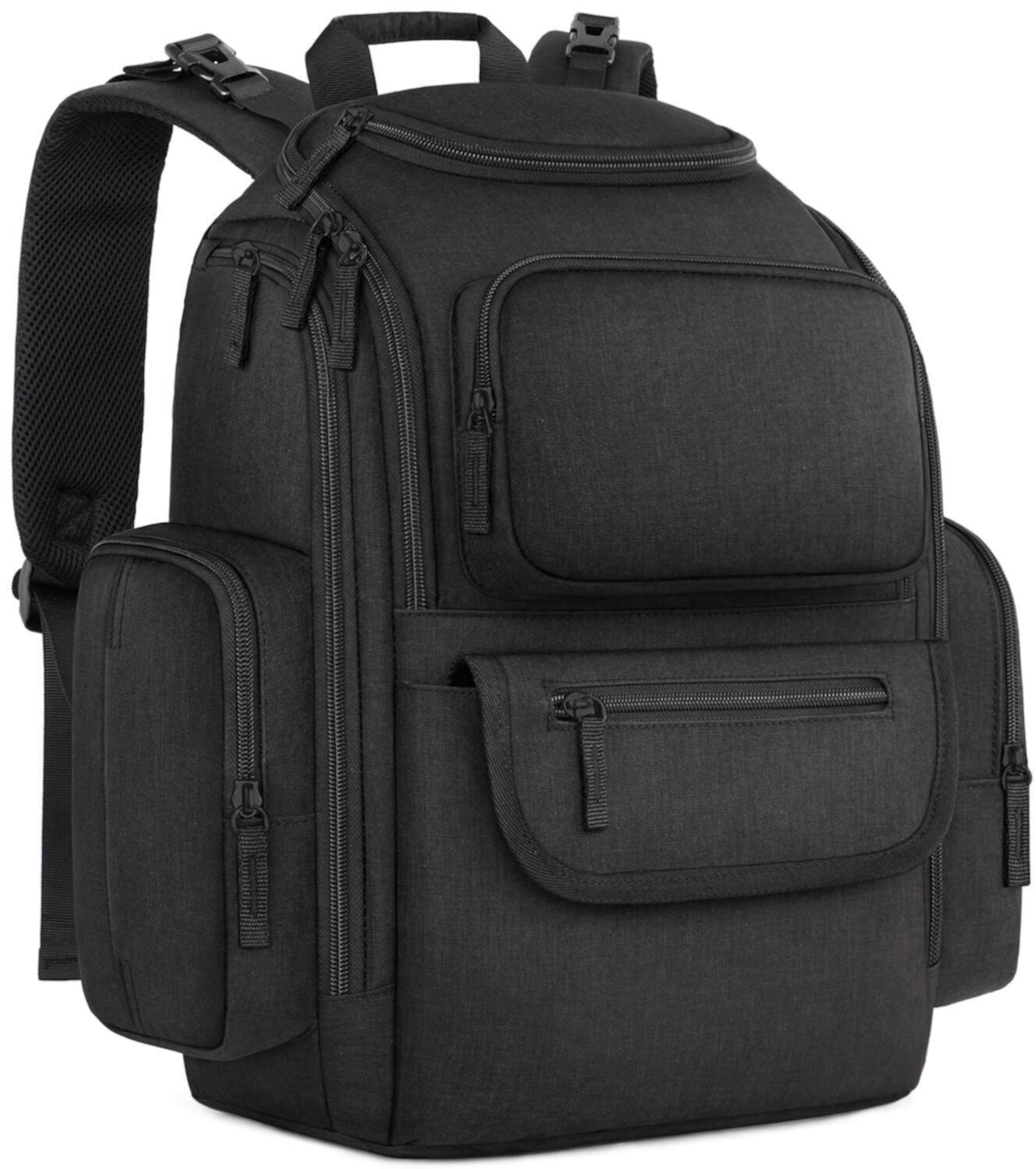 Mancro Diaper Bag Backpack, Multifunctional Dad Diaper Bag with 2 Side Insulated Pockets, Travel Water Resistant Baby Diaper Backpack for Men Women with Stroller Straps, Black Mancro