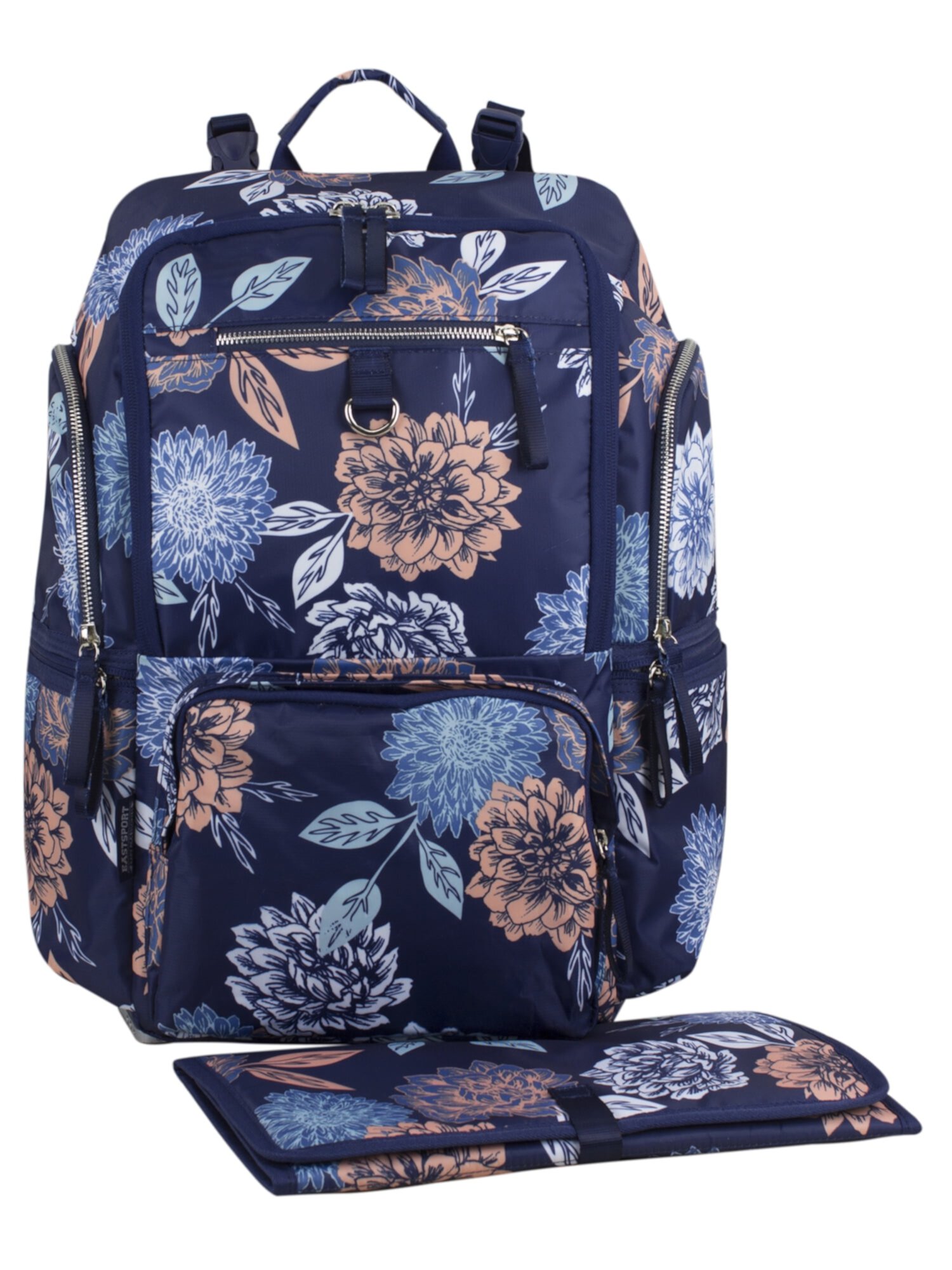 Eastsport Adjustable Shoulder Strap Insulated Pockets Changing Pad Included Stroller Strap Included Backpack Diaper Bag, Navy Eastsport