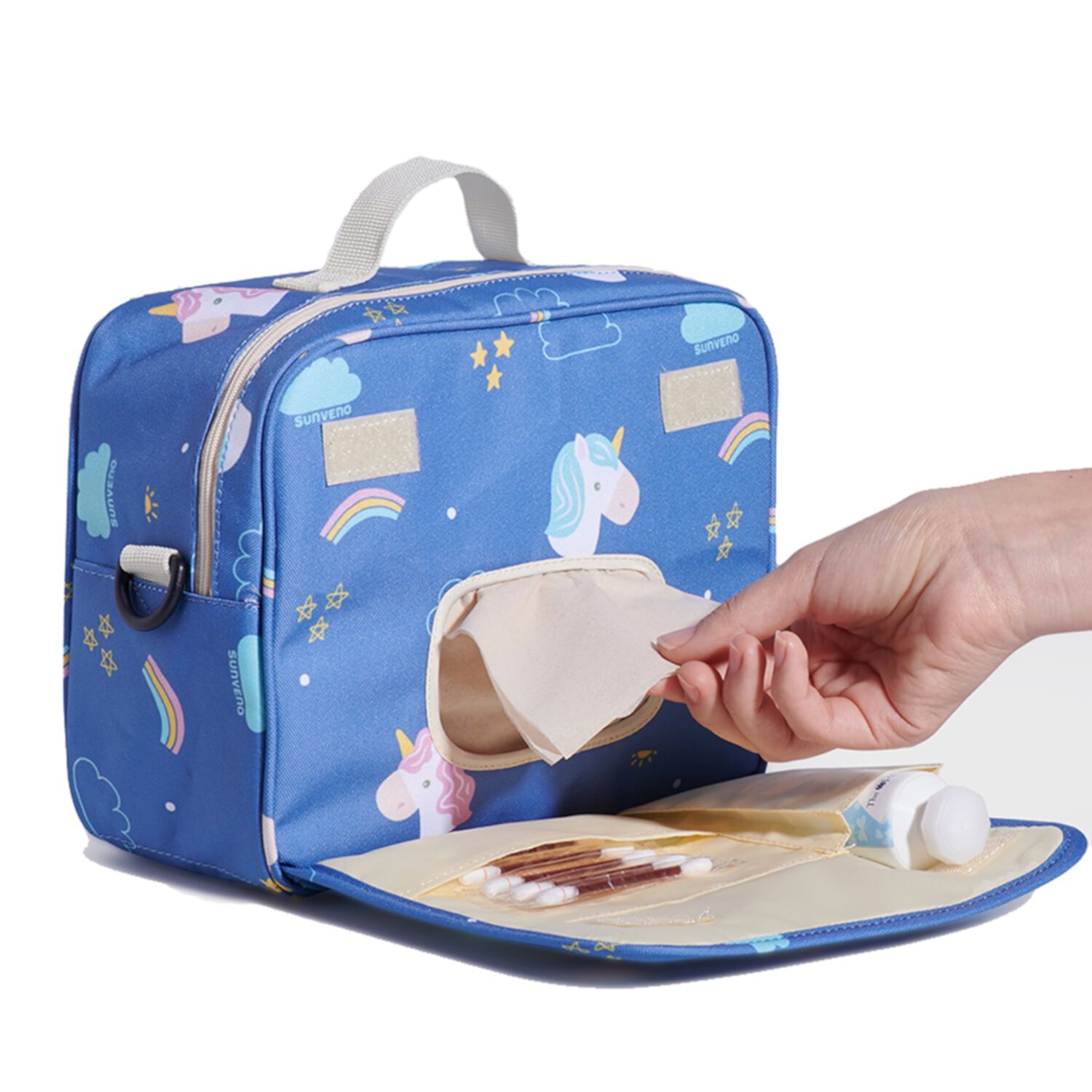 Sunveno Unicorn Dreams Baby Wipes Diaper Bag – Small Travel Organizer Sunveno