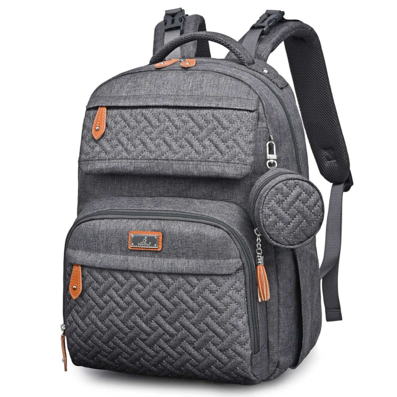 Babbleroo Travel Diaper Backpack, Waterproof Travel Bag, w/ Parent Pocket, Dark Gray BabbleRoo