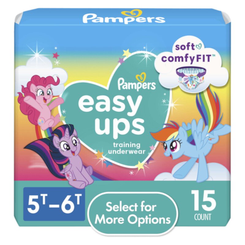 Pack of 2 Pampers Easy Ups My Little Pony Training Pants Toddler Girls, 5T/6T 15 Ct Pampers