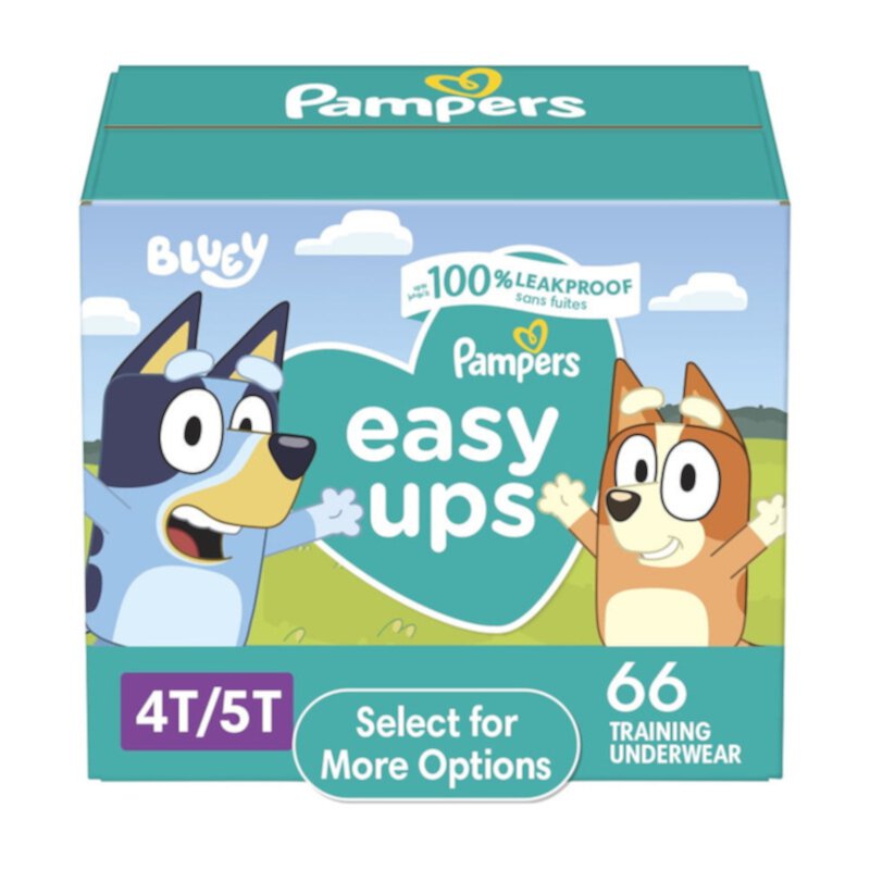 Pack of 2 Pampers Easy Ups Bluey Training Pants Toddler Boys Size 4T/5T 66 Count Pampers