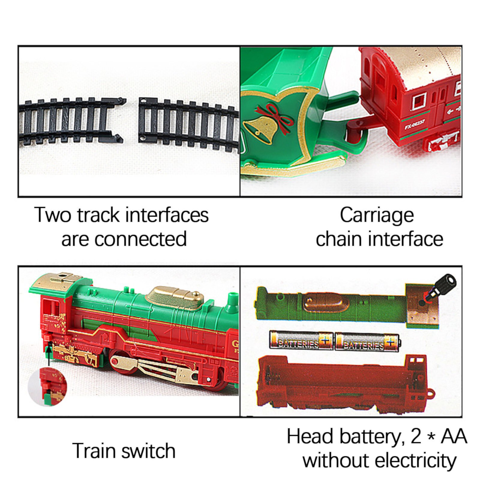 Fridja Classic Christmas Train Set with Lights Railway Tracks Sets Battery Operated Locomotive Engine Playset for Under The Tree Electronic Toys Gift for Kids Fridja