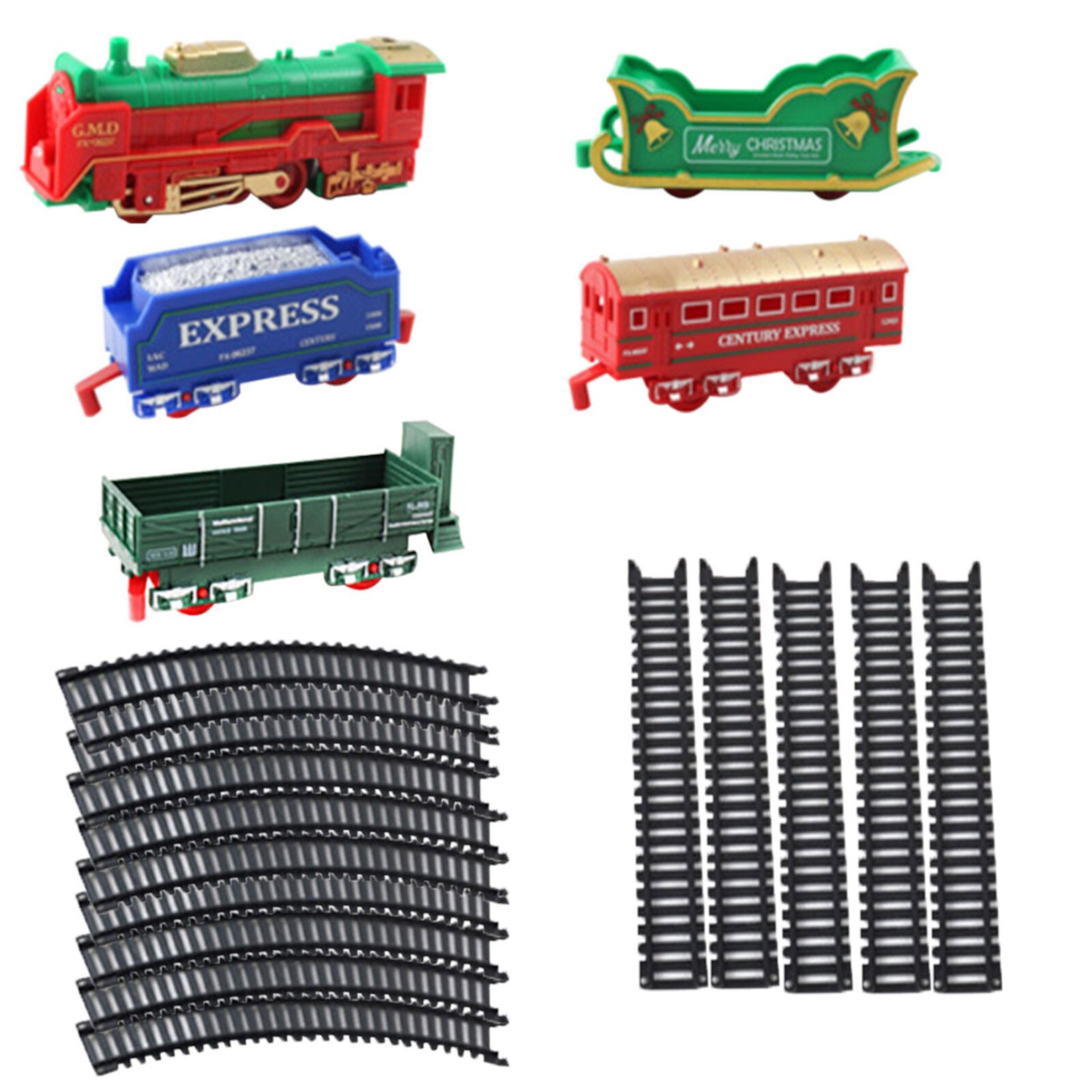 Fridja Classic Christmas Train Set with Lights Railway Tracks Sets Battery Operated Locomotive Engine Playset for Under The Tree Electronic Toys Gift for Kids Fridja