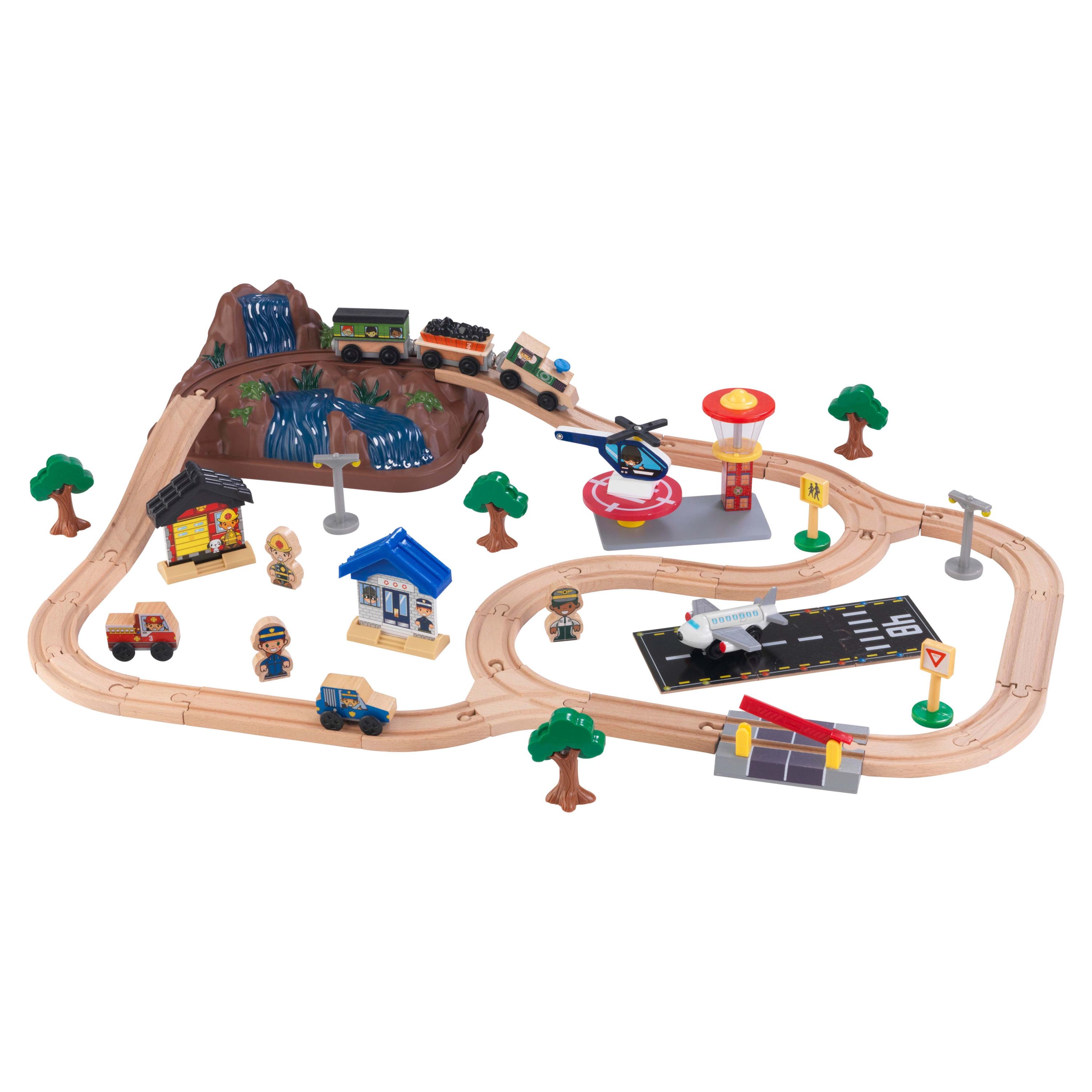 KidKraft Wooden Bucket Top Mountain Magnetic Train Set with 61 Pieces KidKraft