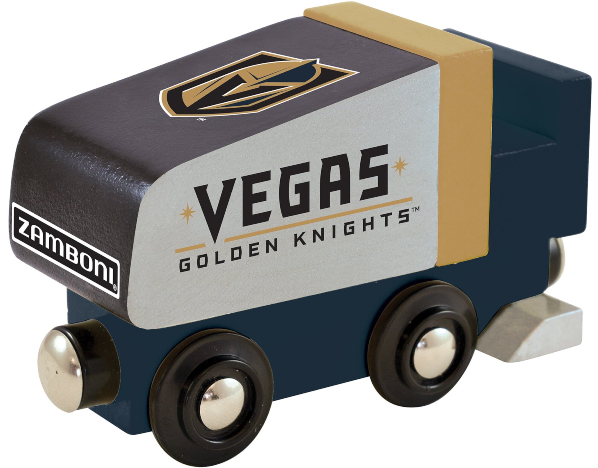 MasterPieces Officially Licensed NHL Boston Bruins Wooden Toy Zamboni Train Engine For Kids MasterPieces