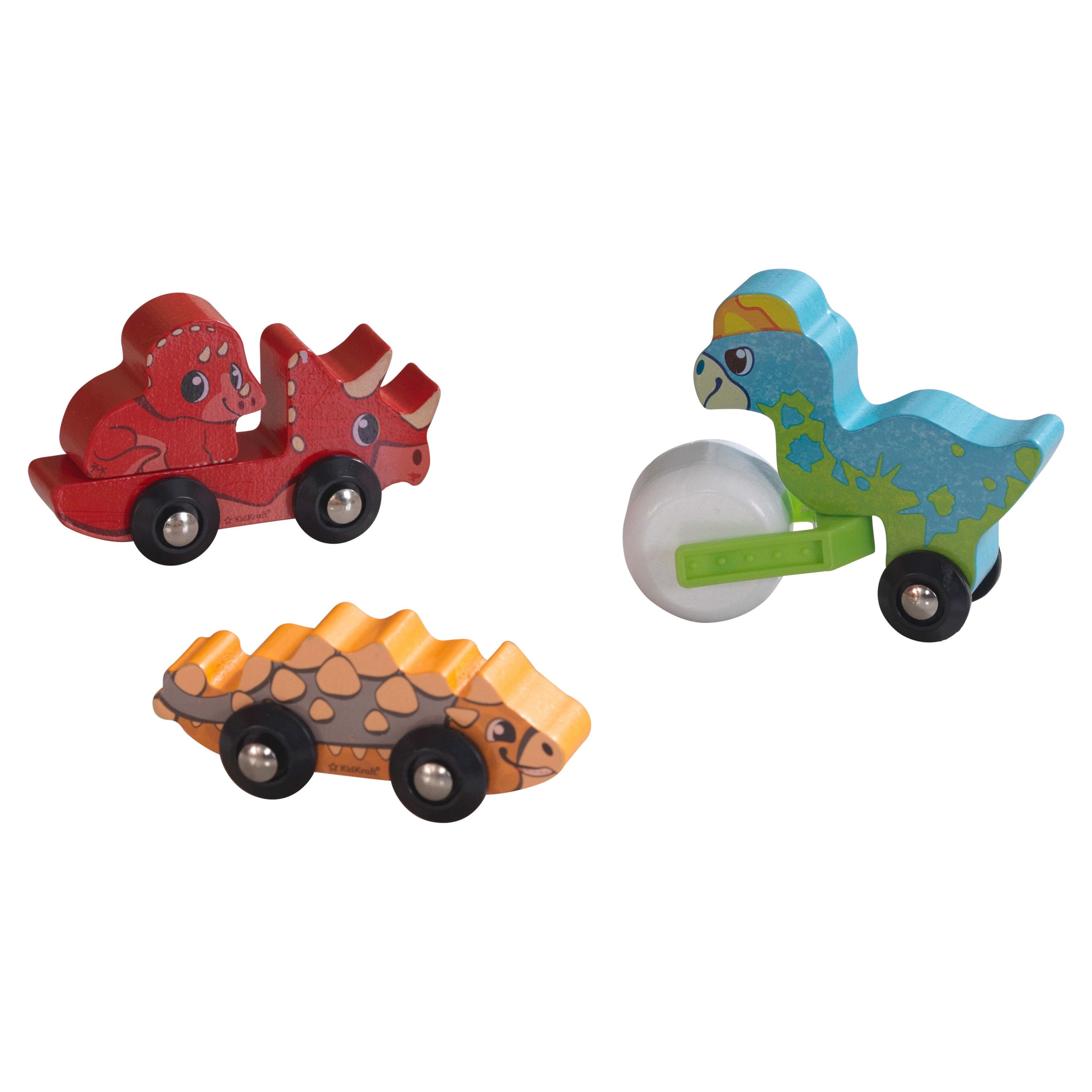 KidKraft Adventure Tracks™: Dino World Prehistoric Pals: Wooden Train Track Vehicles KidKraft