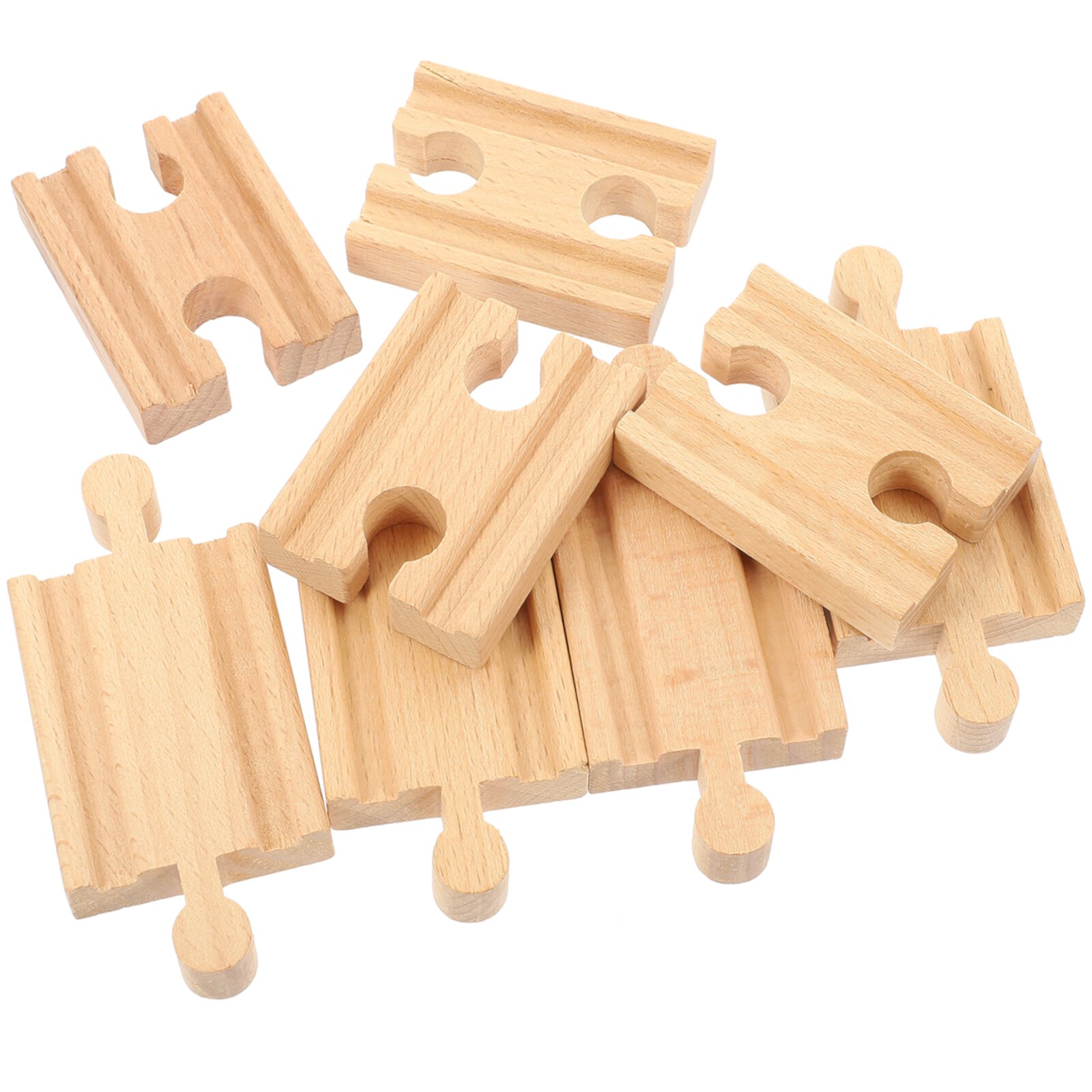 8pcs Children's Train Tracks Accessories Wooden Train Tracks Assemble Blocks Wooden Toy Train Tracks NDY