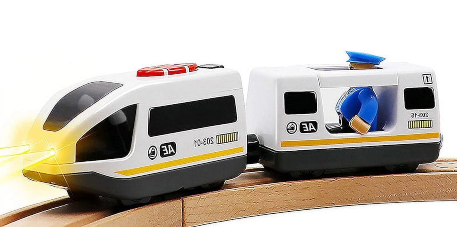 Battery Operated Action Locomotive Train (Magnetic Connection) - Powerful Engine Travel Train Set - Toy Train Set for Toddlers Ages 2-4,White Kiddopark