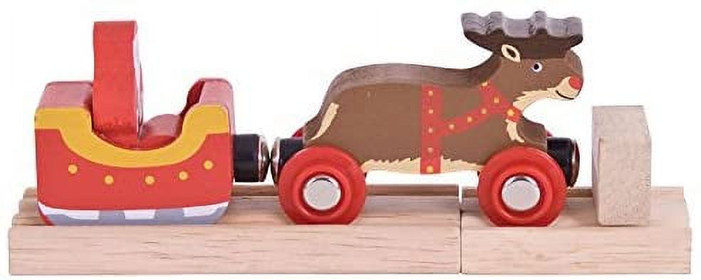 Bigjigs Rail Santa Sleigh with Reindeer Toy Train - Bigjigs Train for Christmas Train Sets , Quality Wooden Train Track Accessories , Bigjigs Train Accessories Bigjigs Toys