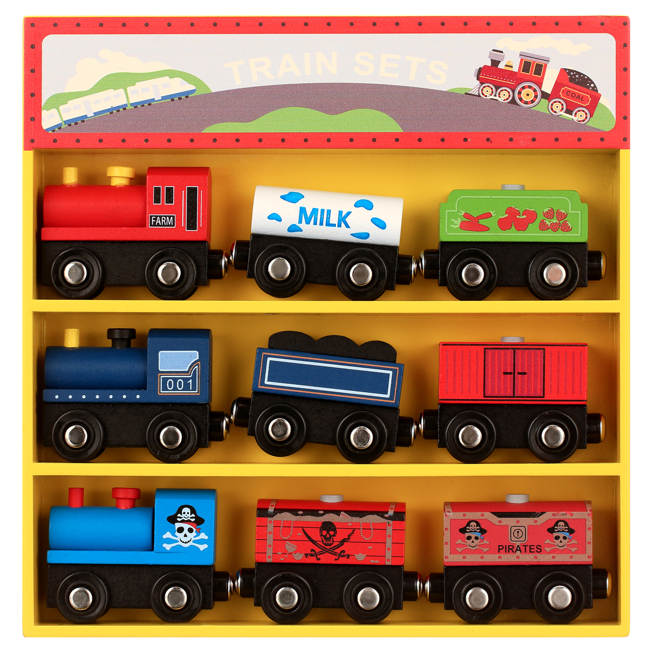 WoodenEdu Wooden Train Sets for Toddlers WoodenEdu