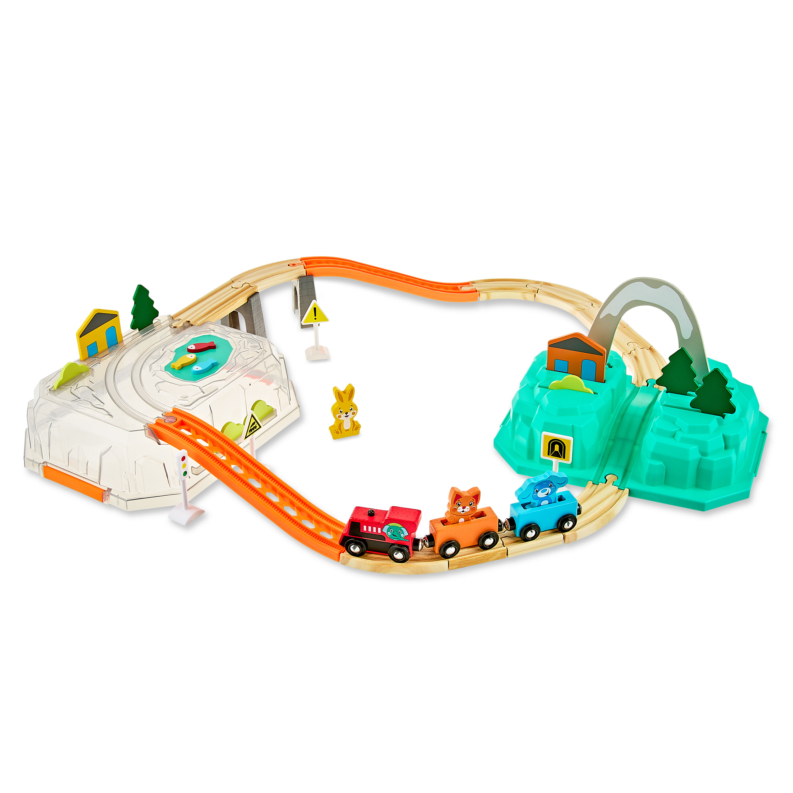 Spark Create Imagine Wood Train Railroad Set, Baby and Toddler Toys, Ages 3+ Spark Create Imagine