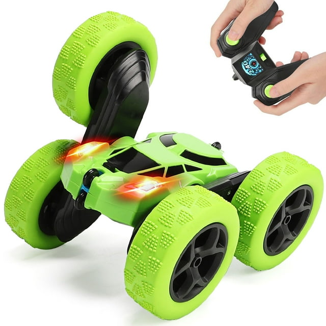 Kid Odyssey Remote Control Car, RC Stunt Car, 360 Degree Flips Double Sided Rotating Tumbling High Speed 7.5Mph and 2.4GHz Remote Control Toys for Kids, Toy Cars for Boys and Girls Gifts - Green Kid Odyssey