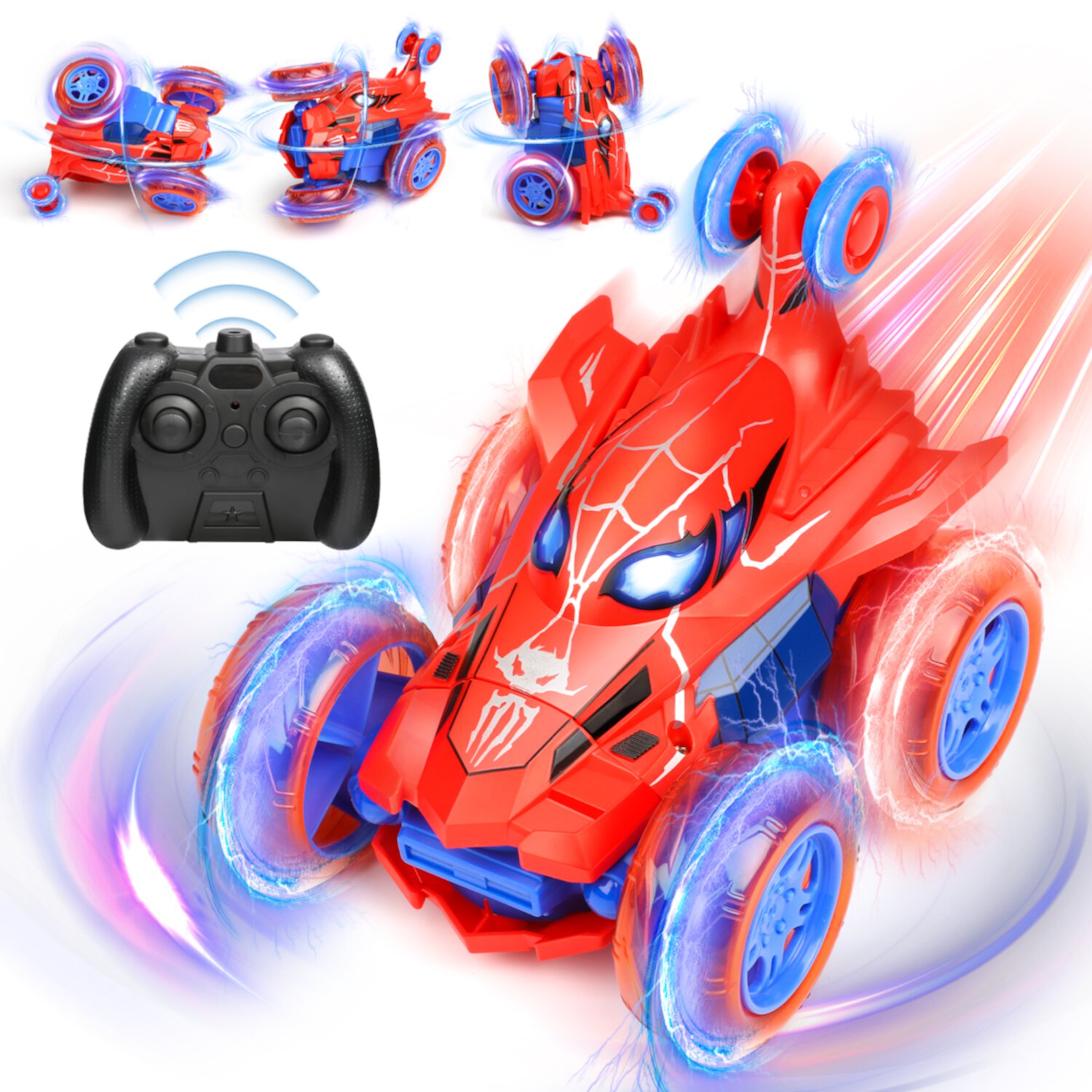 Huge Wave Stunt RC Car for Boys Aged 3-6, Cool Rechargeable Remote Control Car Toys, with 360 Flips 4WD Wheel Lights for Kids, Outdoor Toy Birthday Christmas Gifts for 3-12 Years Old Boys Girls Huge Wave