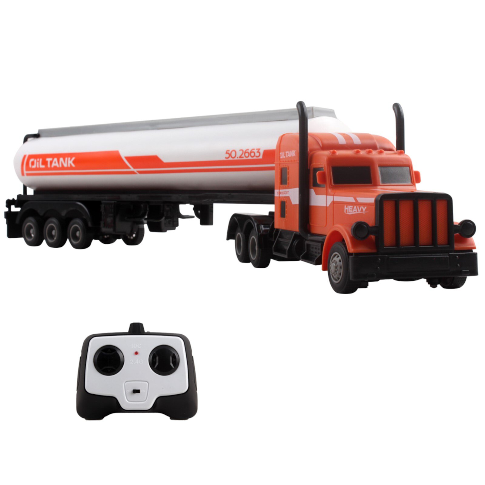 Vokodo RC Semi Truck And Fuel Trailer 18 Inch 2.4Ghz Fast Speed 1:16 Scale Electric Oil Hauler Rechargeable Remote Control Kids Big Rig Toy Carrier Vehicle Cargo Car Great Gift For Children Boys Girls Vokodo