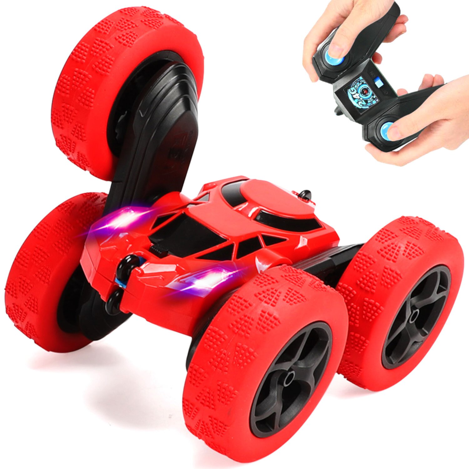 Kid Odyssey Remote Control Car, RC Stunt Car, 360 Degree Flips Double Sided Rotating Tumbling High Speed 7.5Mph and 2.4GHz Remote Control Toys for Kids, Toy Cars for Boys and Girls Gifts - Red Kid Odyssey