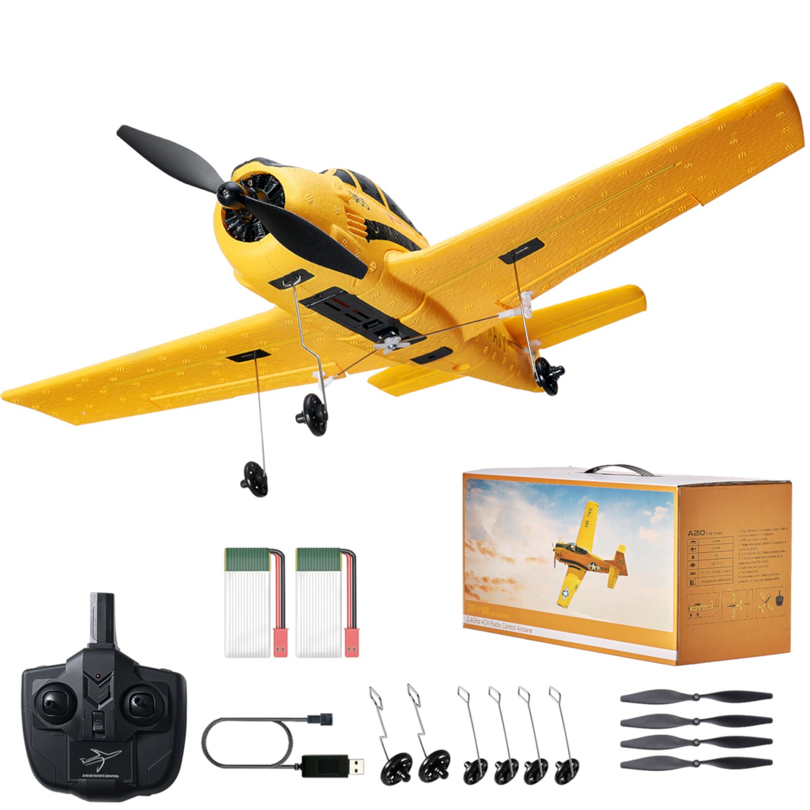 SKYSHALO RC Aircraft, 2.4GHZ 4CH Remote Airplane with 6-Axis Gyro, Flight-Ready Trainer Plane Toy with Dual Batteries, Simple to Operate RC Glider for Beginners, Adults, and Children SKYSHALO