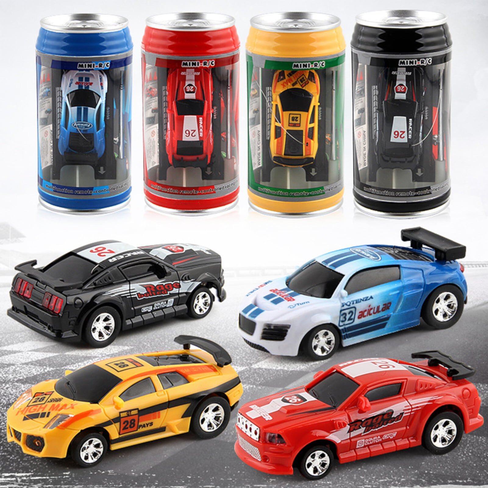 Fairnull 1 Set Remote Control Car with Roadblocks Coke Cans Design Creative Simulation Racing Car Toy Kids Gift Fairnull