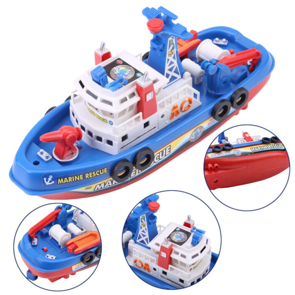 Kids Boat Toy Light Water Spraying Marine Fireboat Model Education Toy with Sound & Flash Light Fyydes