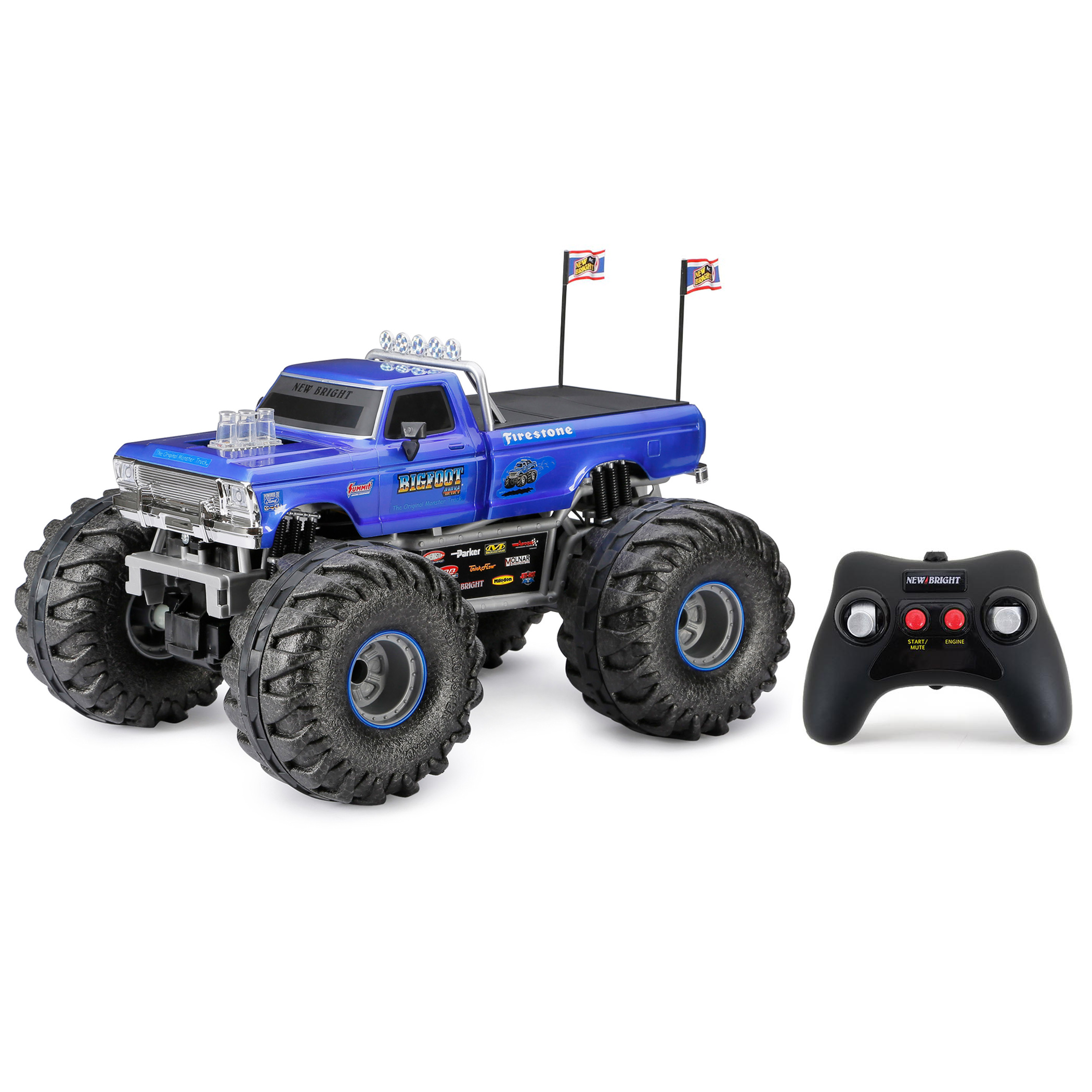 New Bright (1:10) Bigfoot Battery Remote Control Blue Monster Truck with Lights, Sounds, 61086UEP Child New Bright