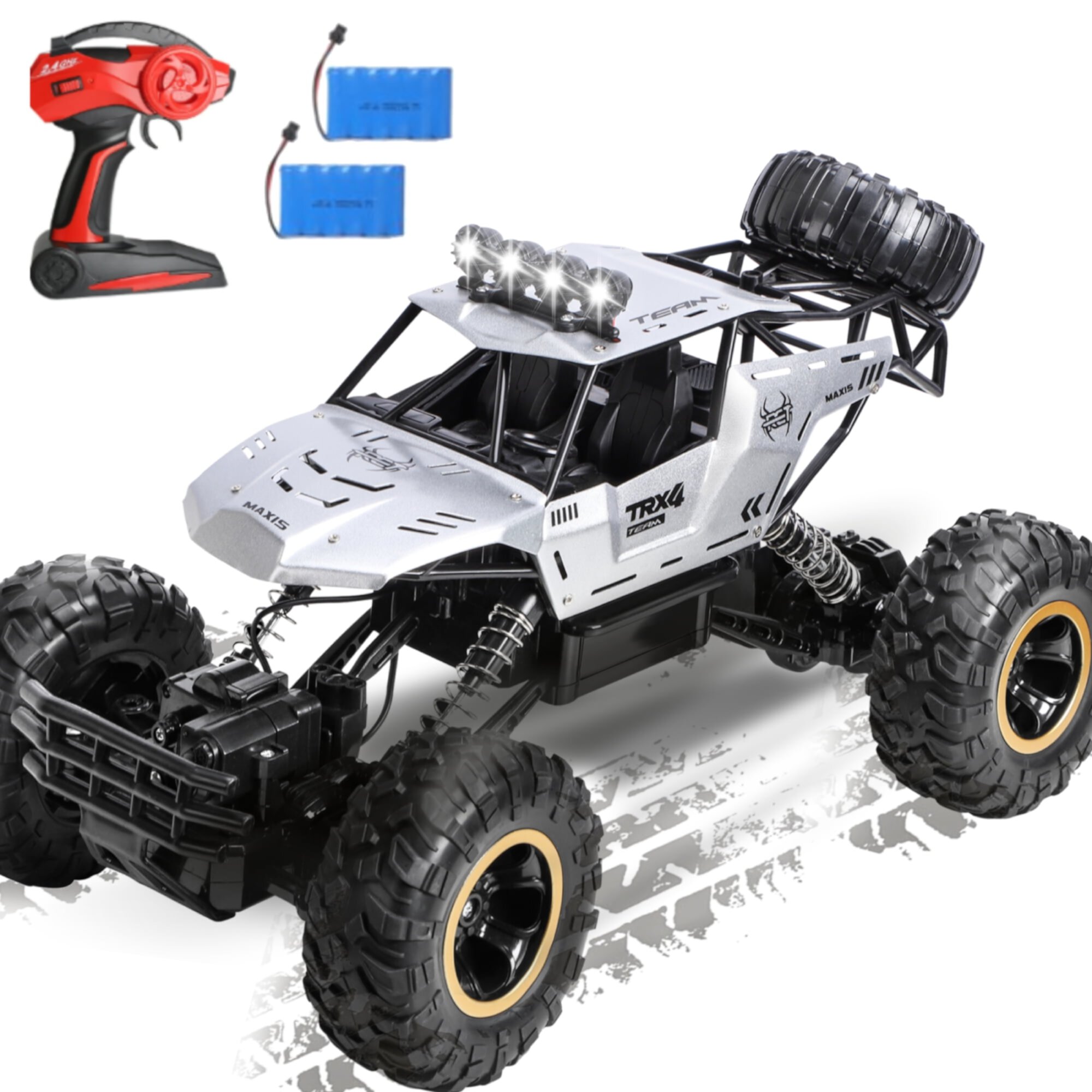 1:12 Off Road RC Car Trucks Alloy Metal Shell 4WD High Speed All Terrain Climbing 2.4G Remote Control Car, 2 Batteries YLSHRF