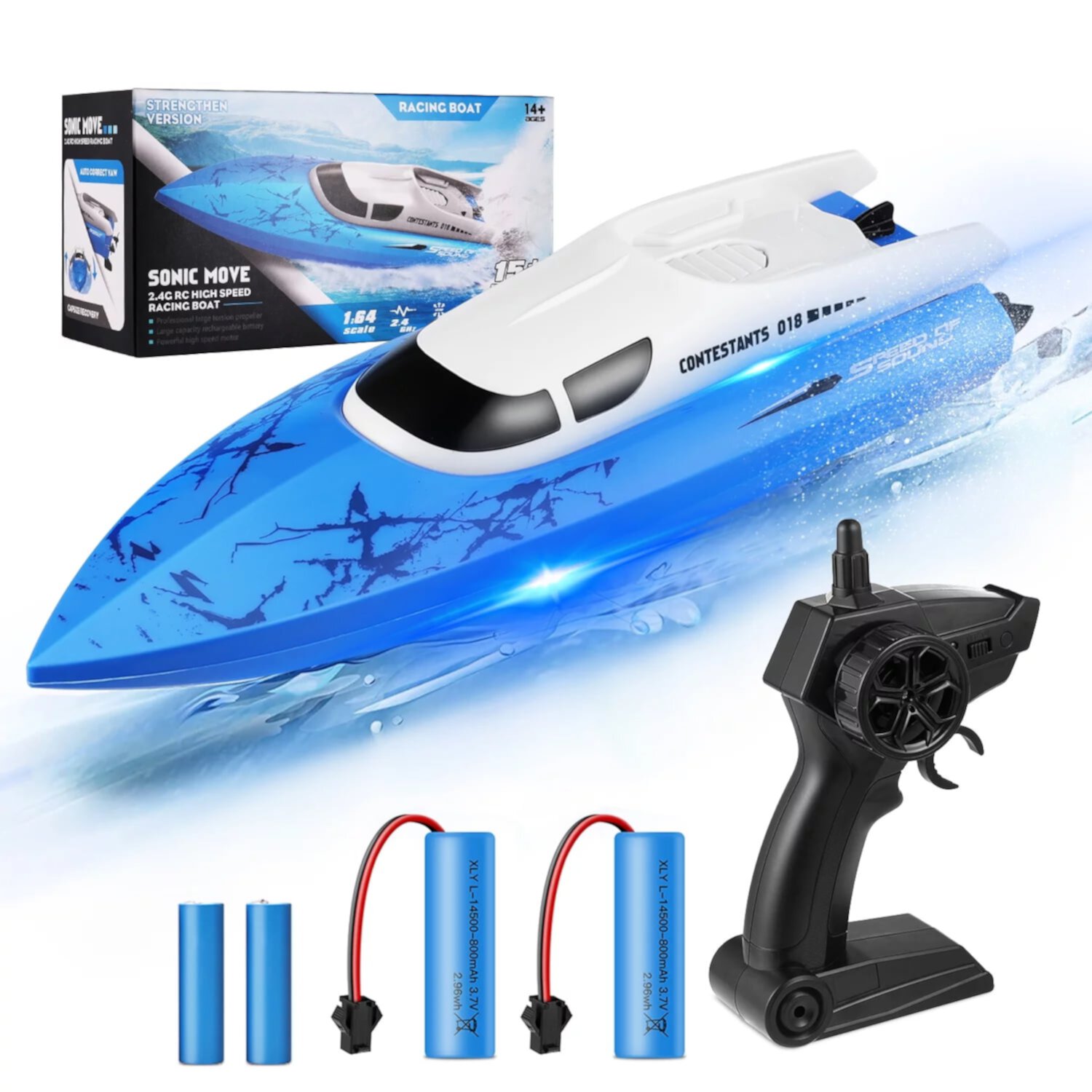 Zacro 2.4G Remote Control Boat, 20+ MPH High Speed Fast Racing Boat for Adults and Kids, 2 Batteries, Orange Zacro