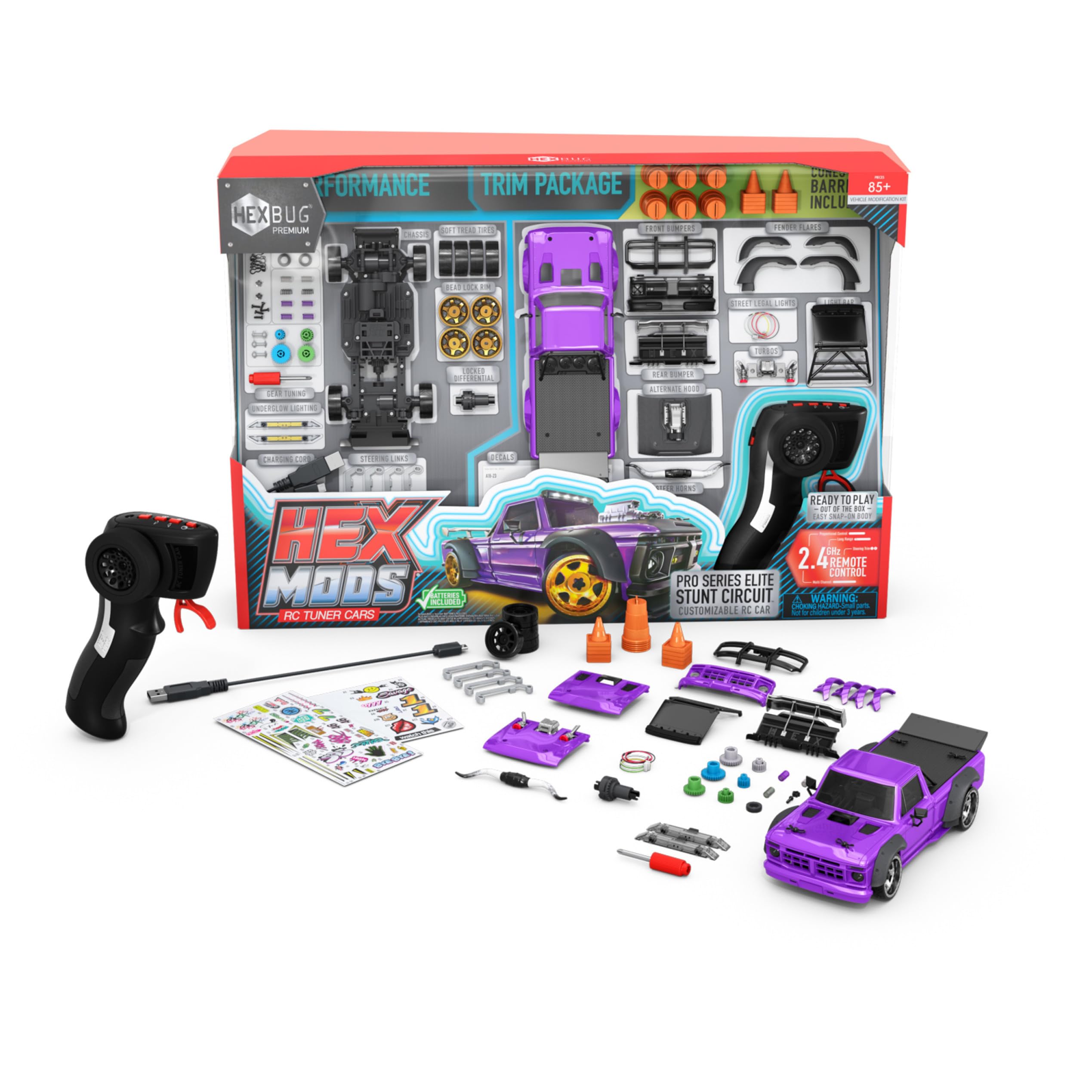 HEXBUG HEXMODS Pro Series Elite Stunt Circuit, Rechargeable Remote Control Car, Model Car Kits for Kids & Adults, STEM Toys for Kids Ages 14 & Up HEXBUG